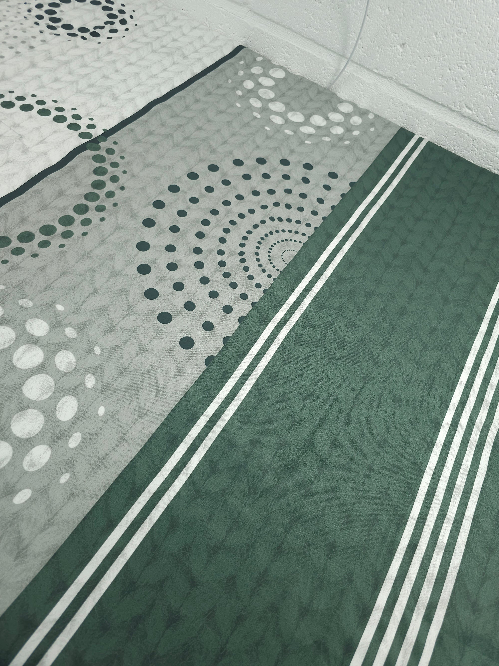 Green/Grey Polka Sprial Stripe Shifter Cotton Sateen 62"