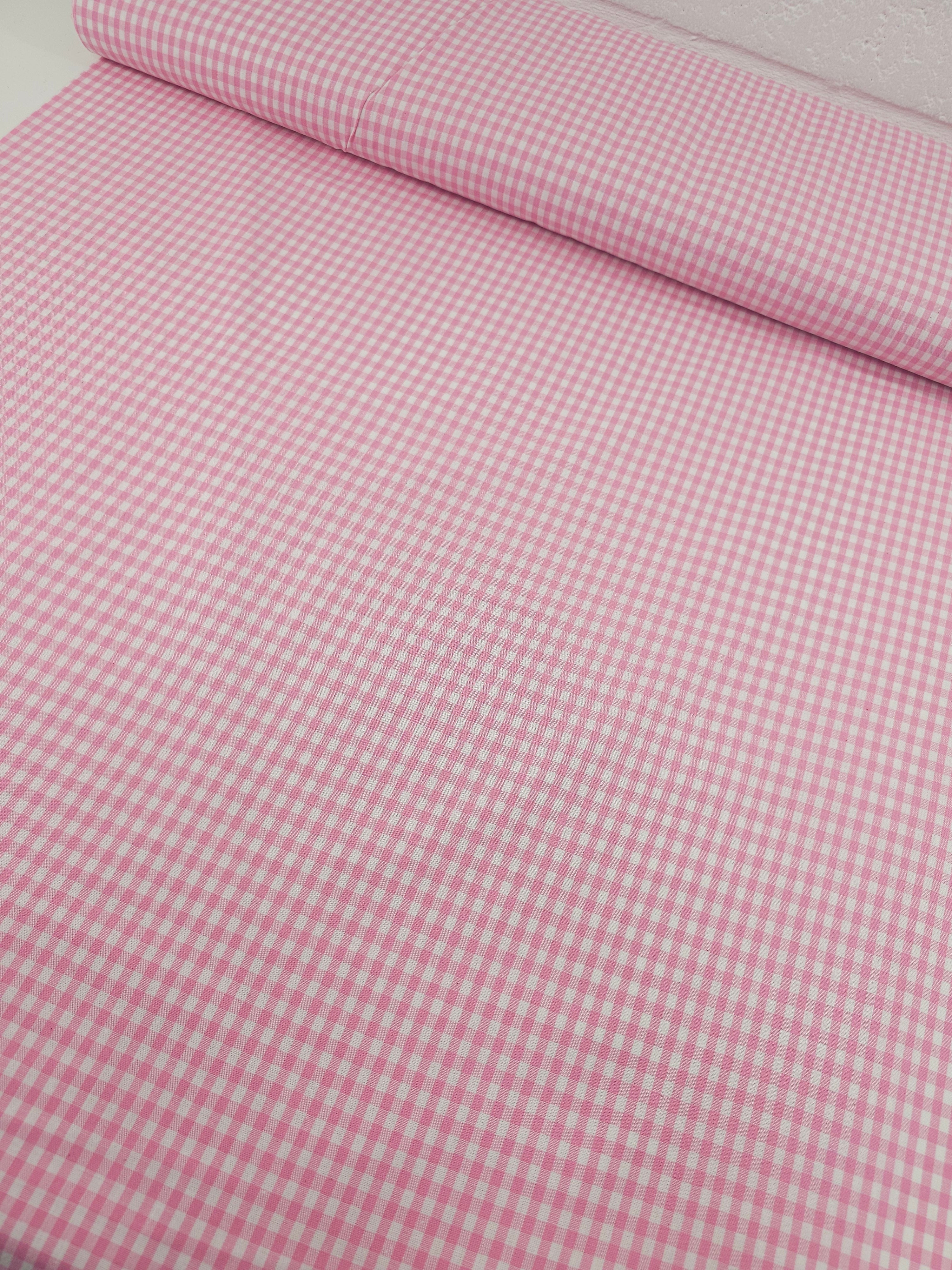 Pink Small Gingham 100% Cotton 55"