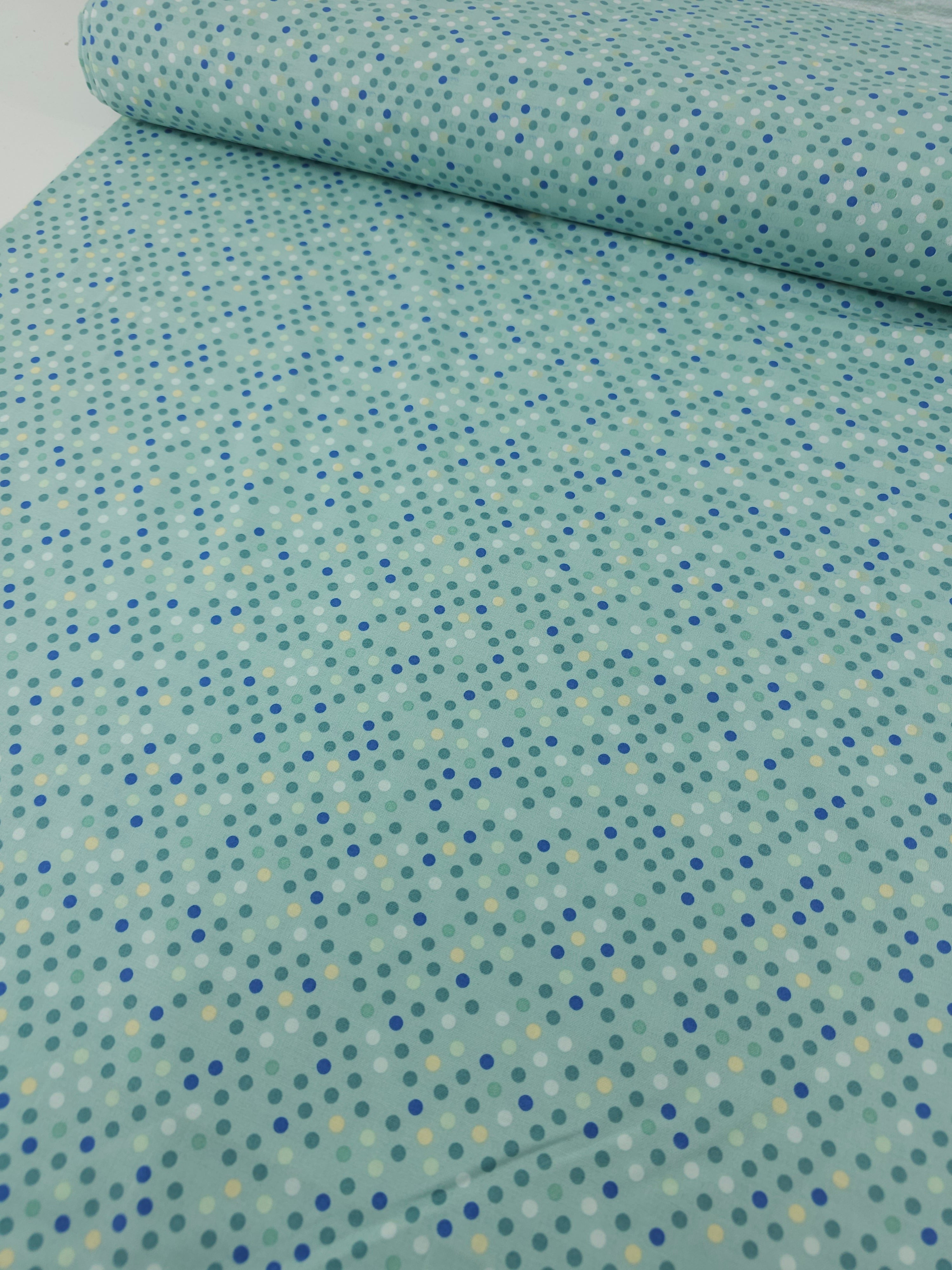 Mint Blue/Teal Geo Polka Dot  100% Cotton