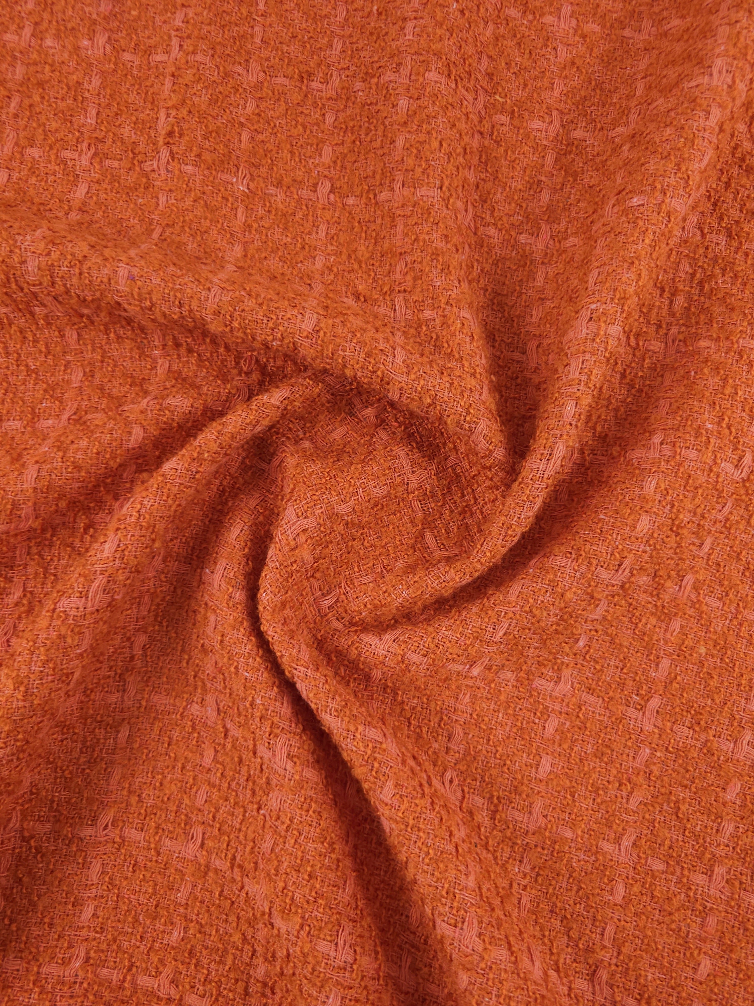 Orange/Coral Square Check Boucle