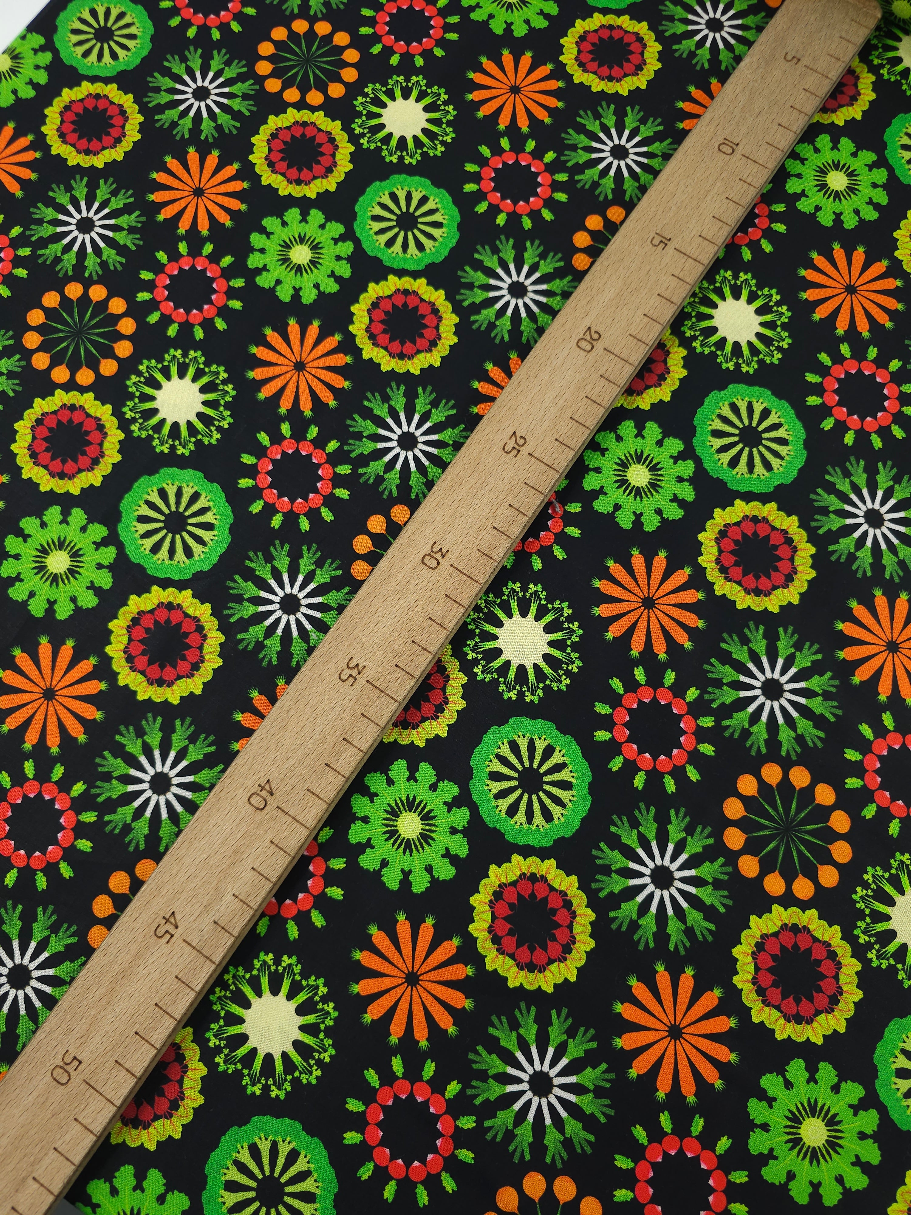 Green/Orange Abstract Spiro 100% Cotton