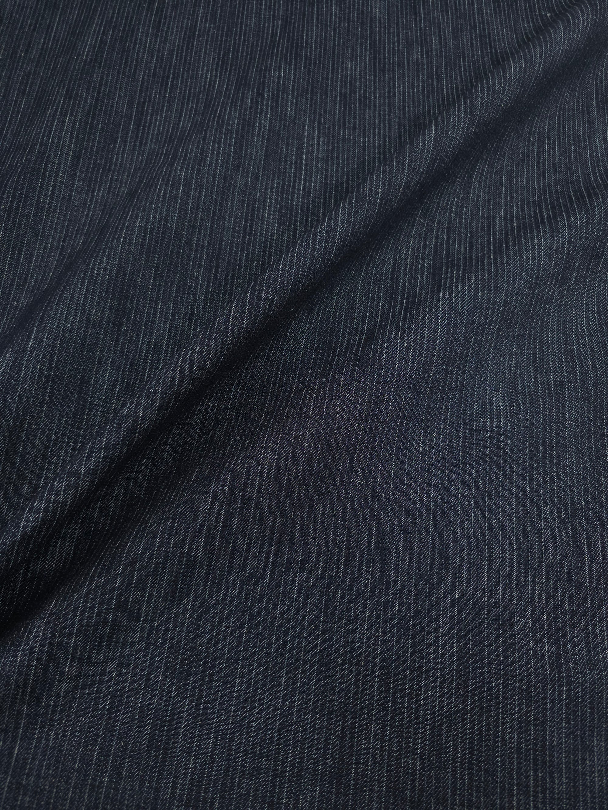 Charcoal Navy Pinstripe Twill Denim