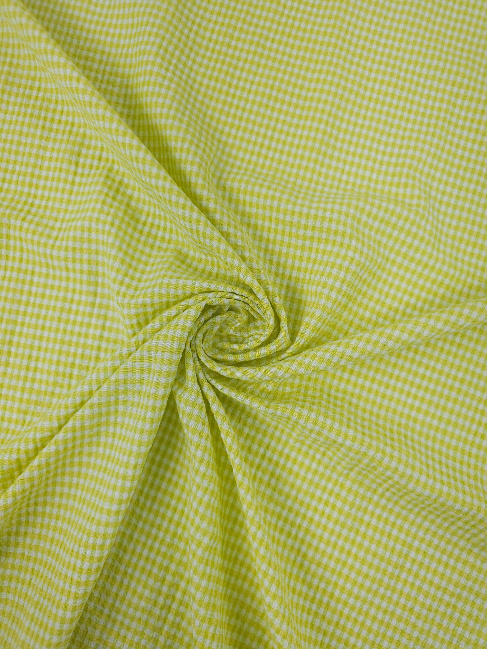 Lime/Yellow Mini Gingham Crinkle Cotton