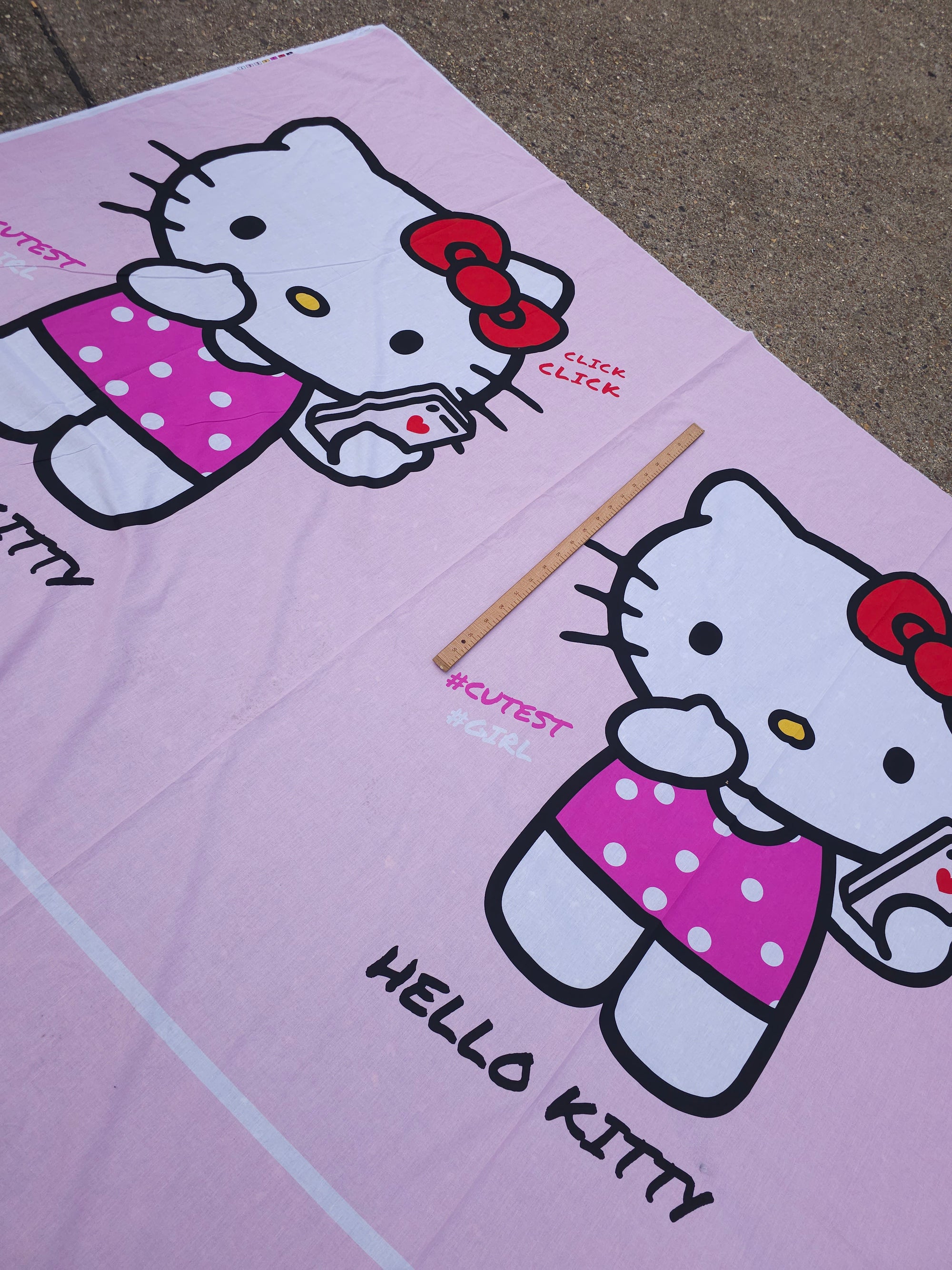 Hello Kitty Cutest Duo 100% Cotton - 2.15m Panel *EXTRA WIDE*