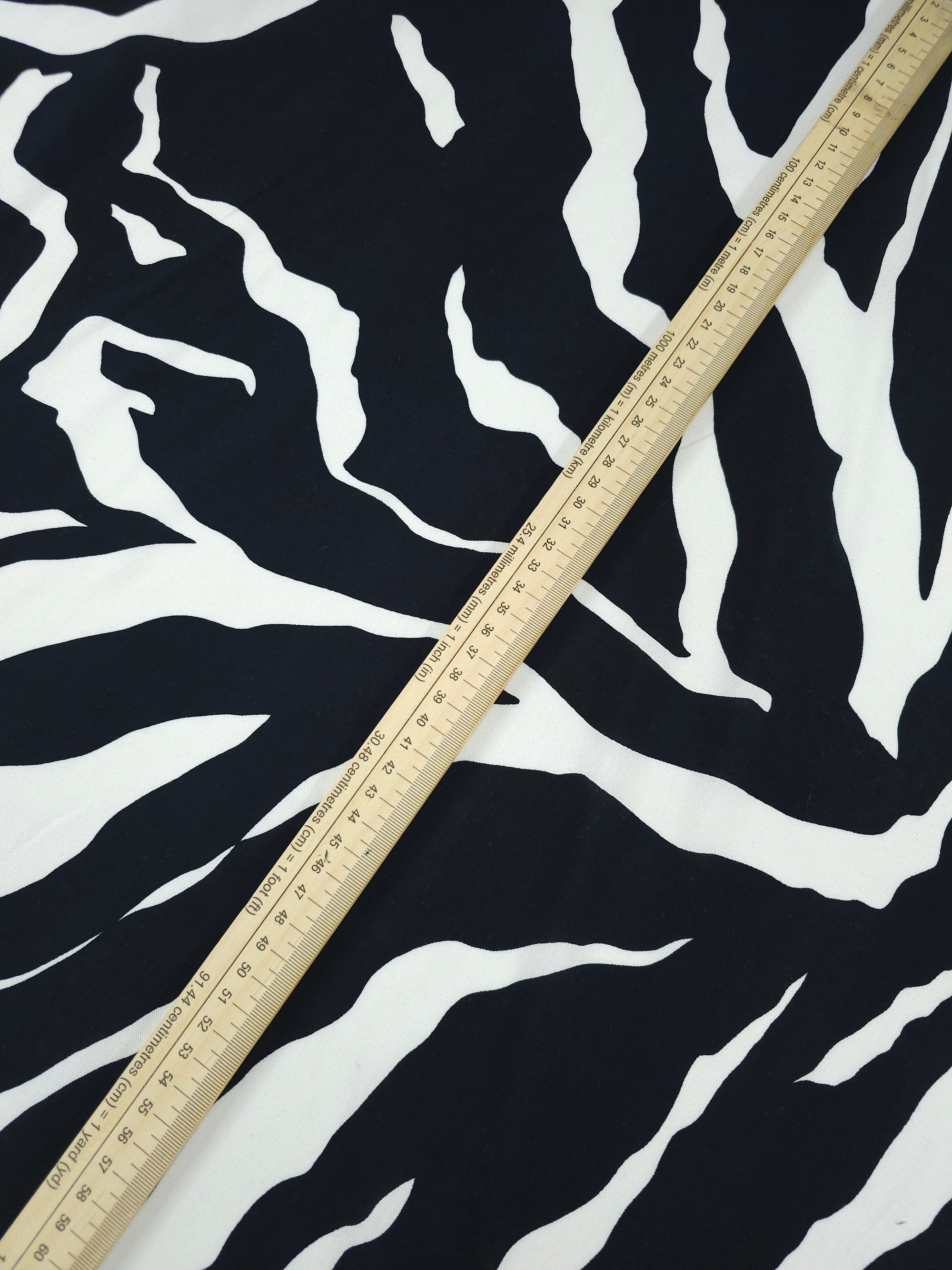 Black/White Animal Stripe Viscose Challis