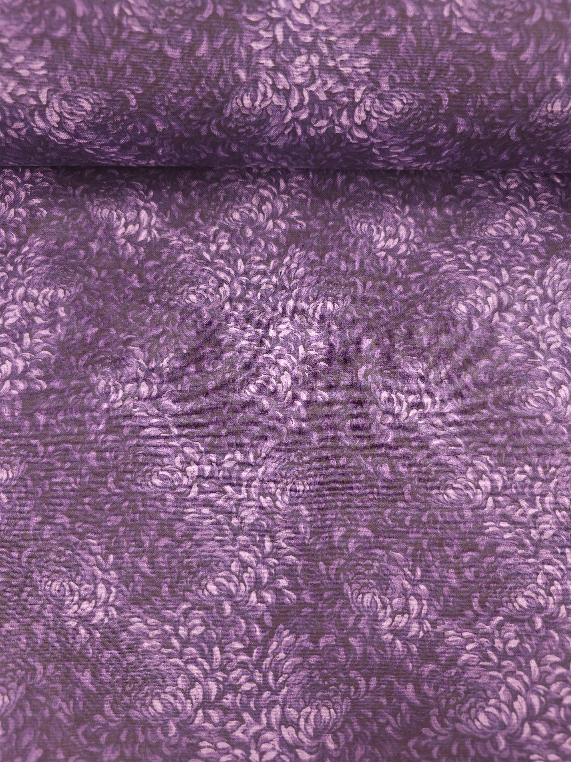 Dark Purple Hydrangea Floral 100% Cotton