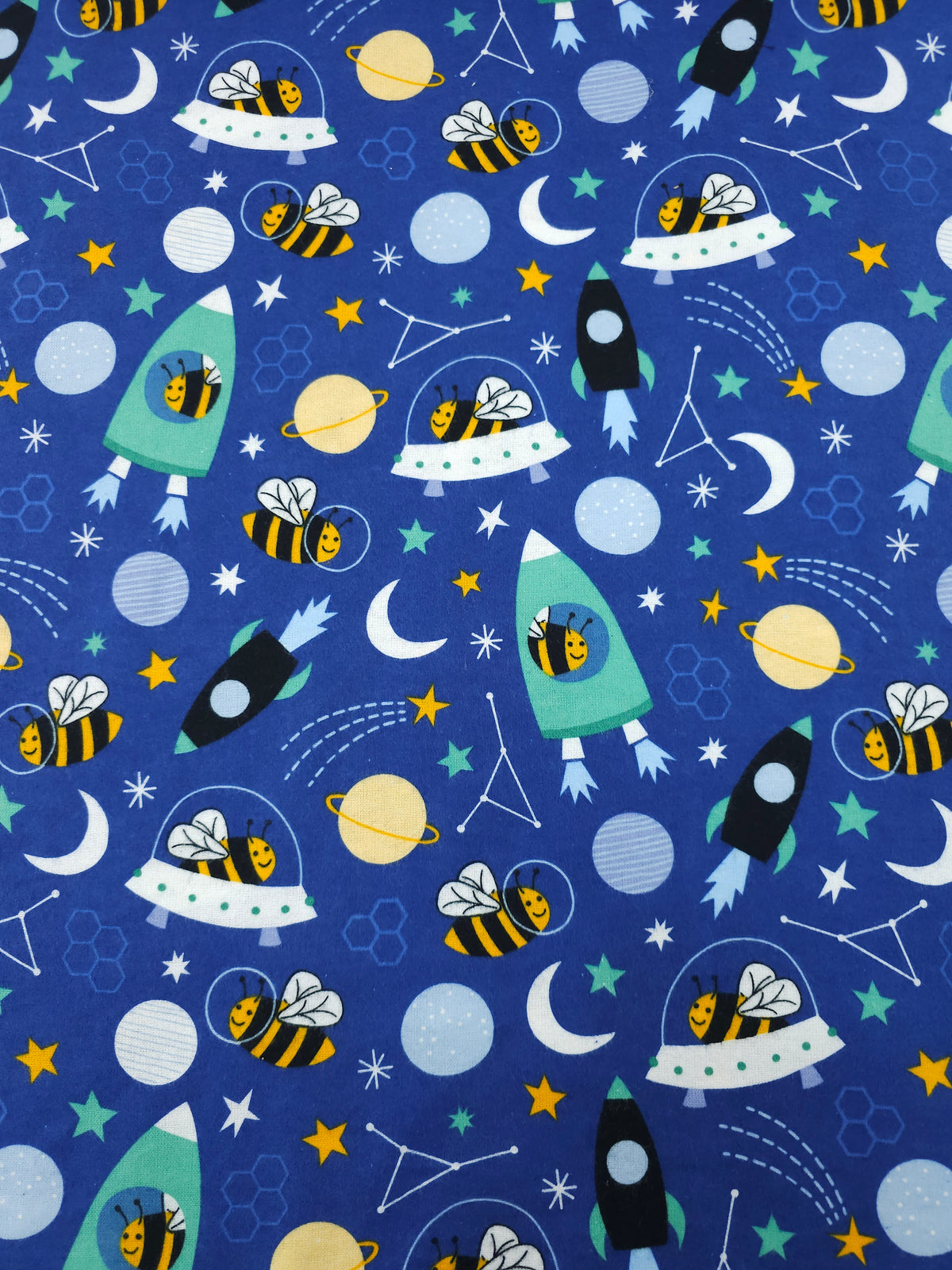Bees In Space Lightweight Flannel Cotton