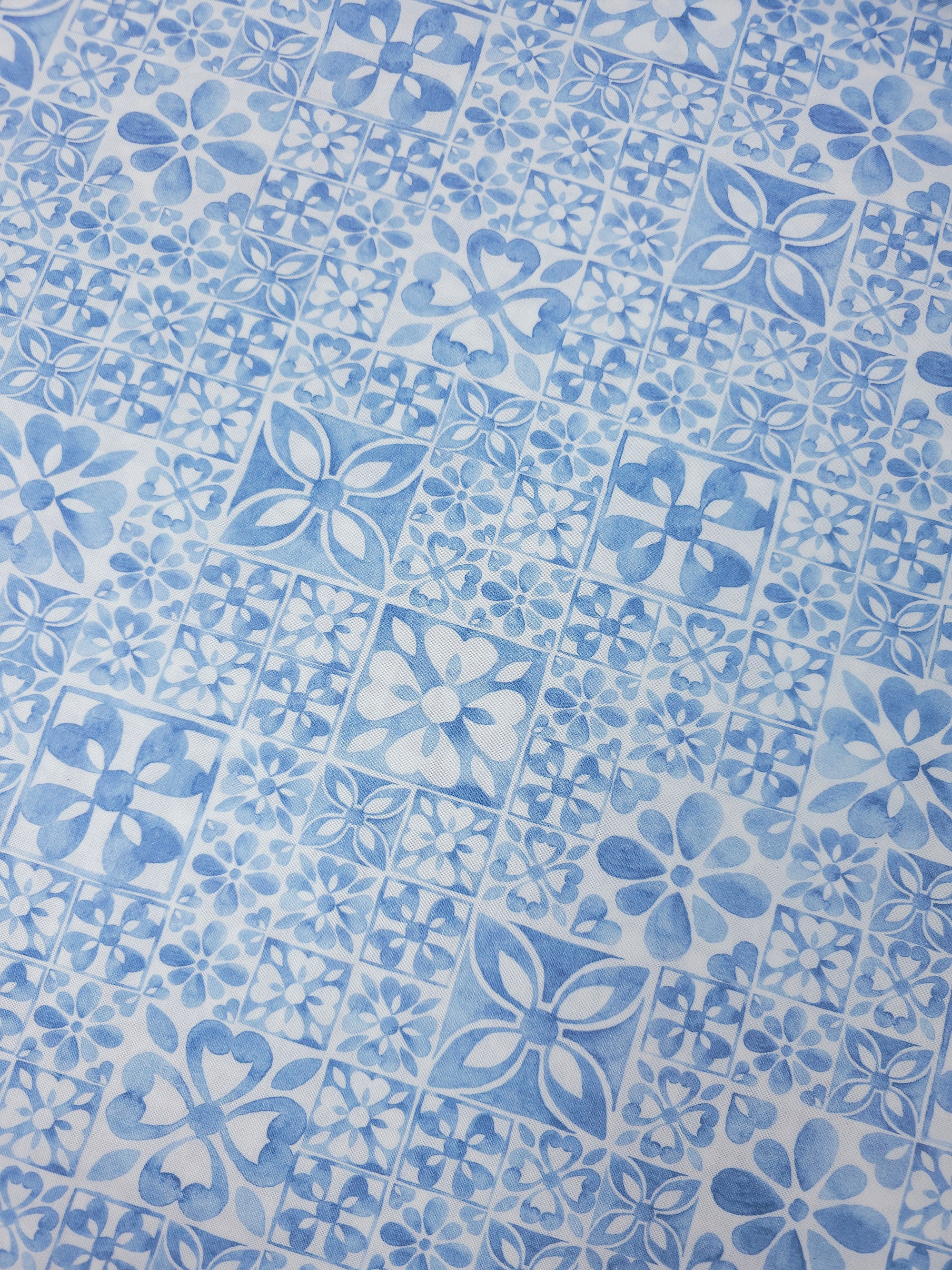 Pale Blue Mosaic Tile 100% Cotton - Michael Miller