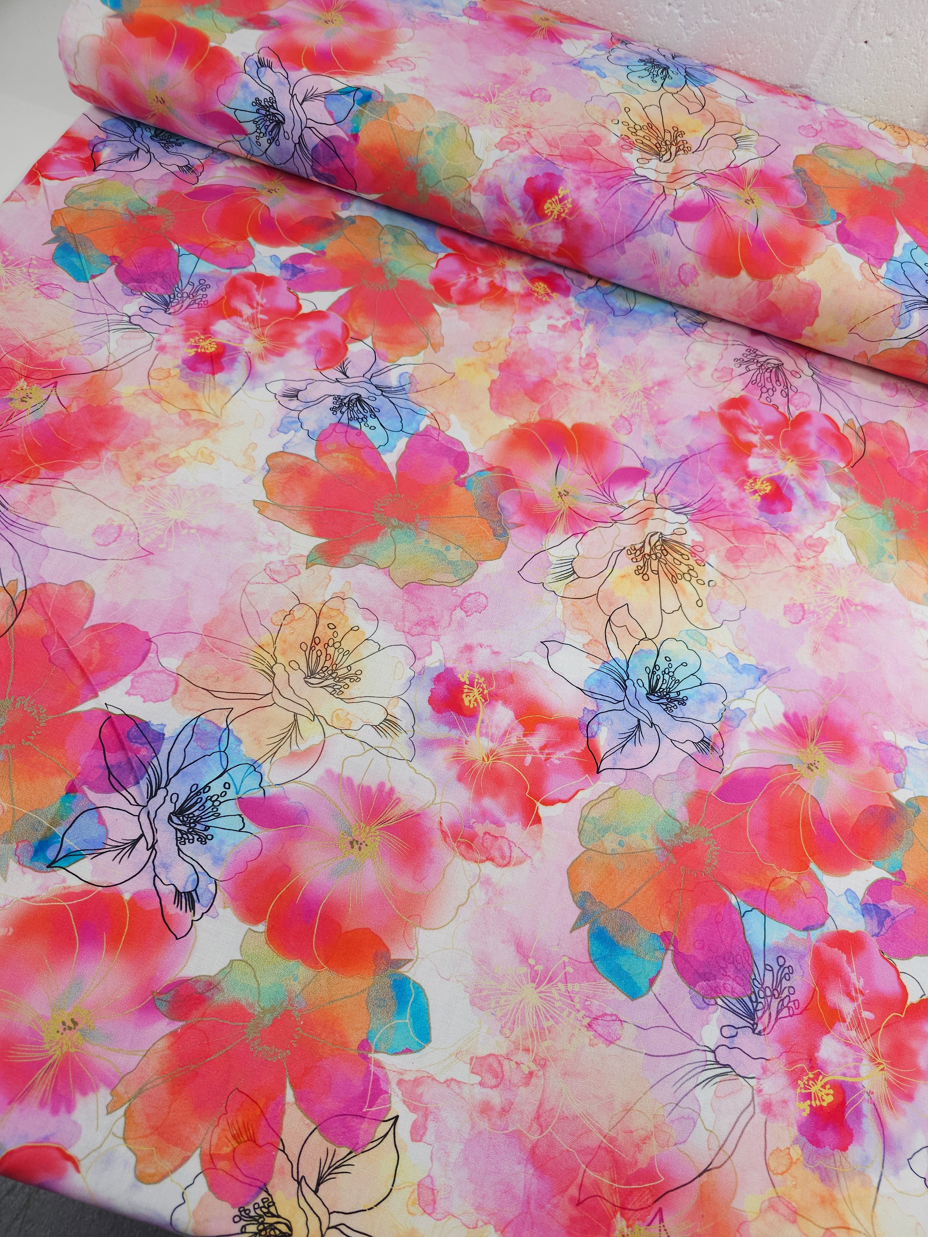 Pink Tone Artful Bloom 100% Cotton 104" - Robert Kaufman *EXTRA WIDE*