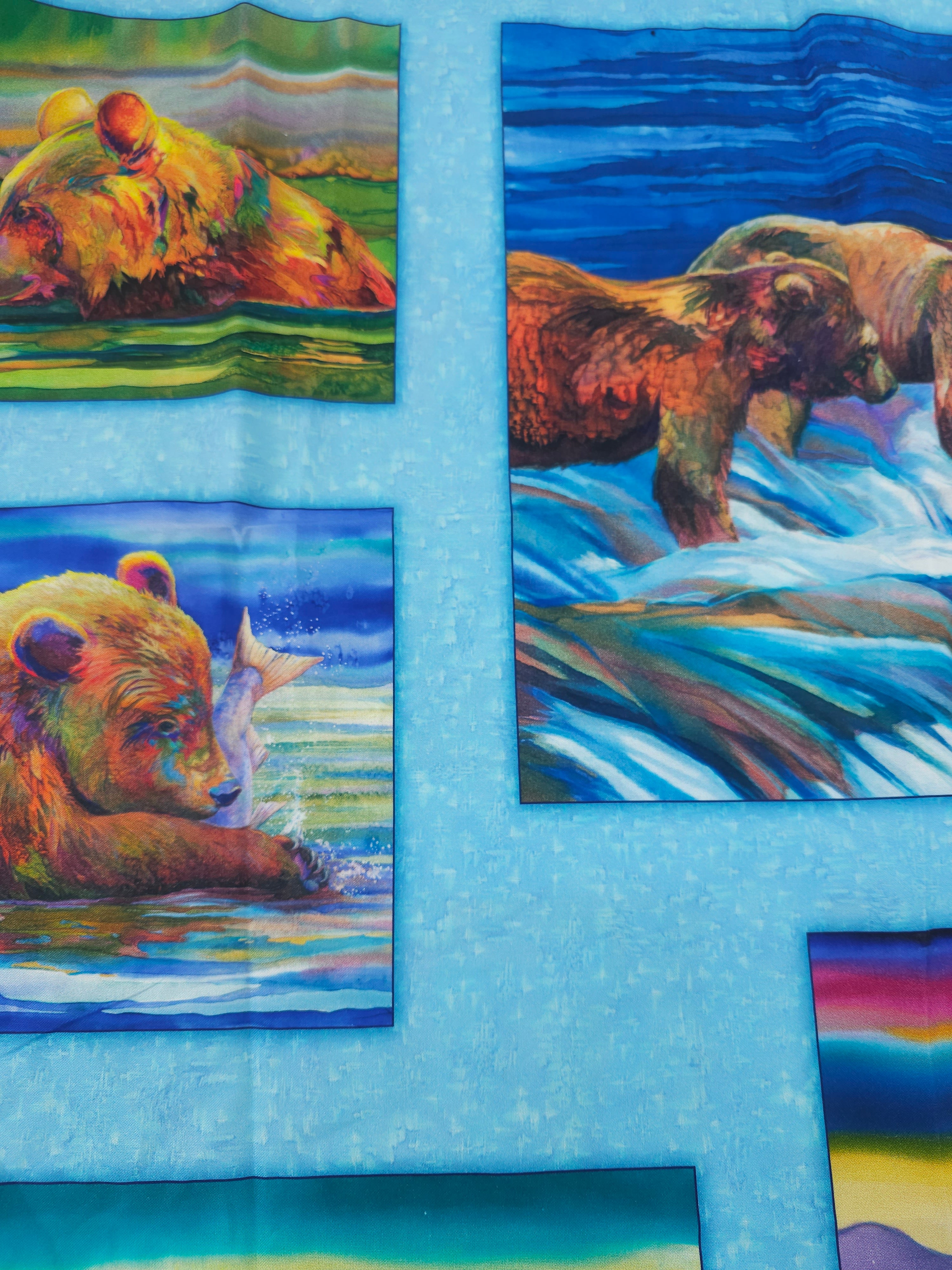 River bears Cotton panel- 1m piece