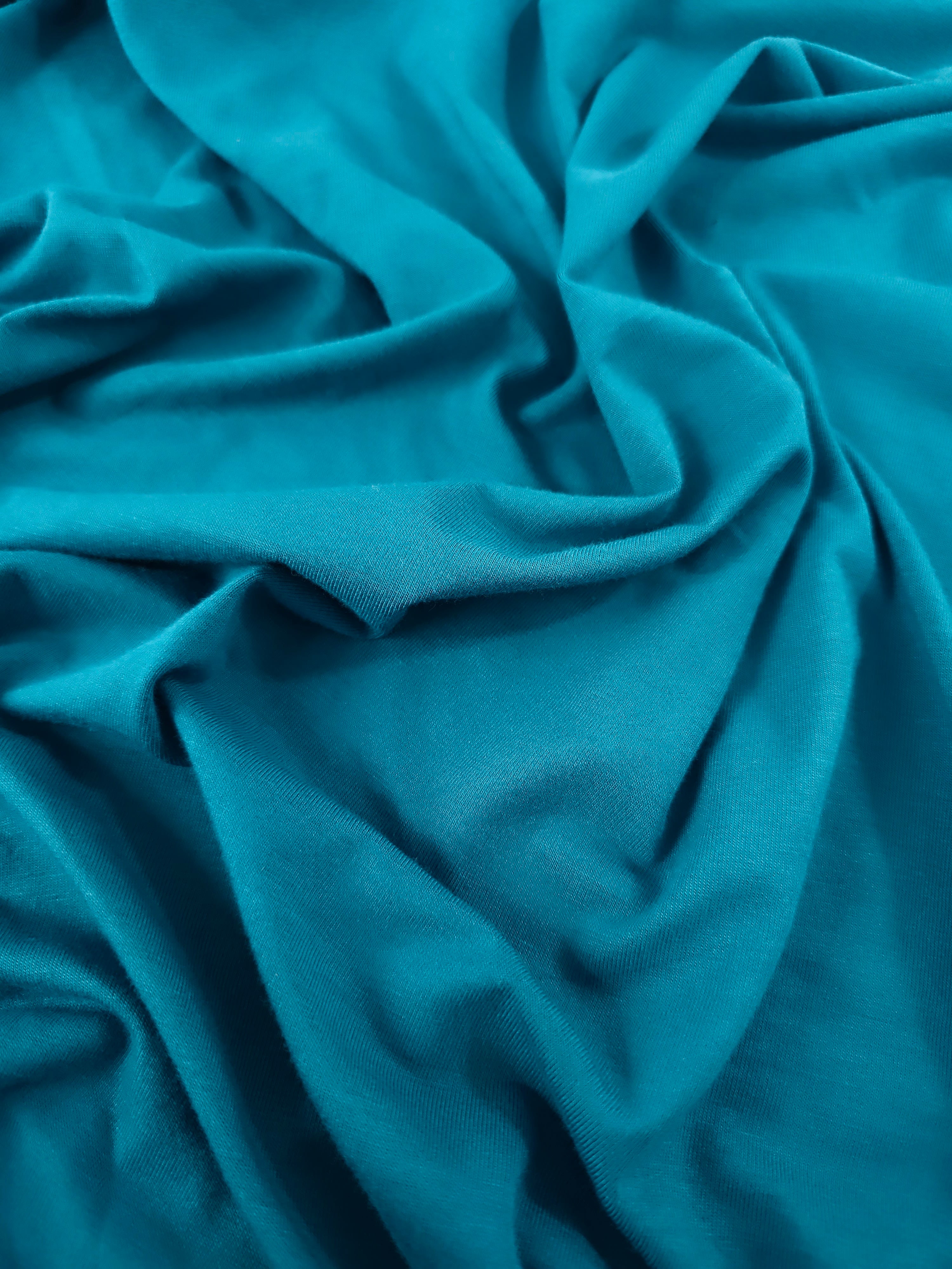 Teal Blue Organic Bamboo Cotton Jersey