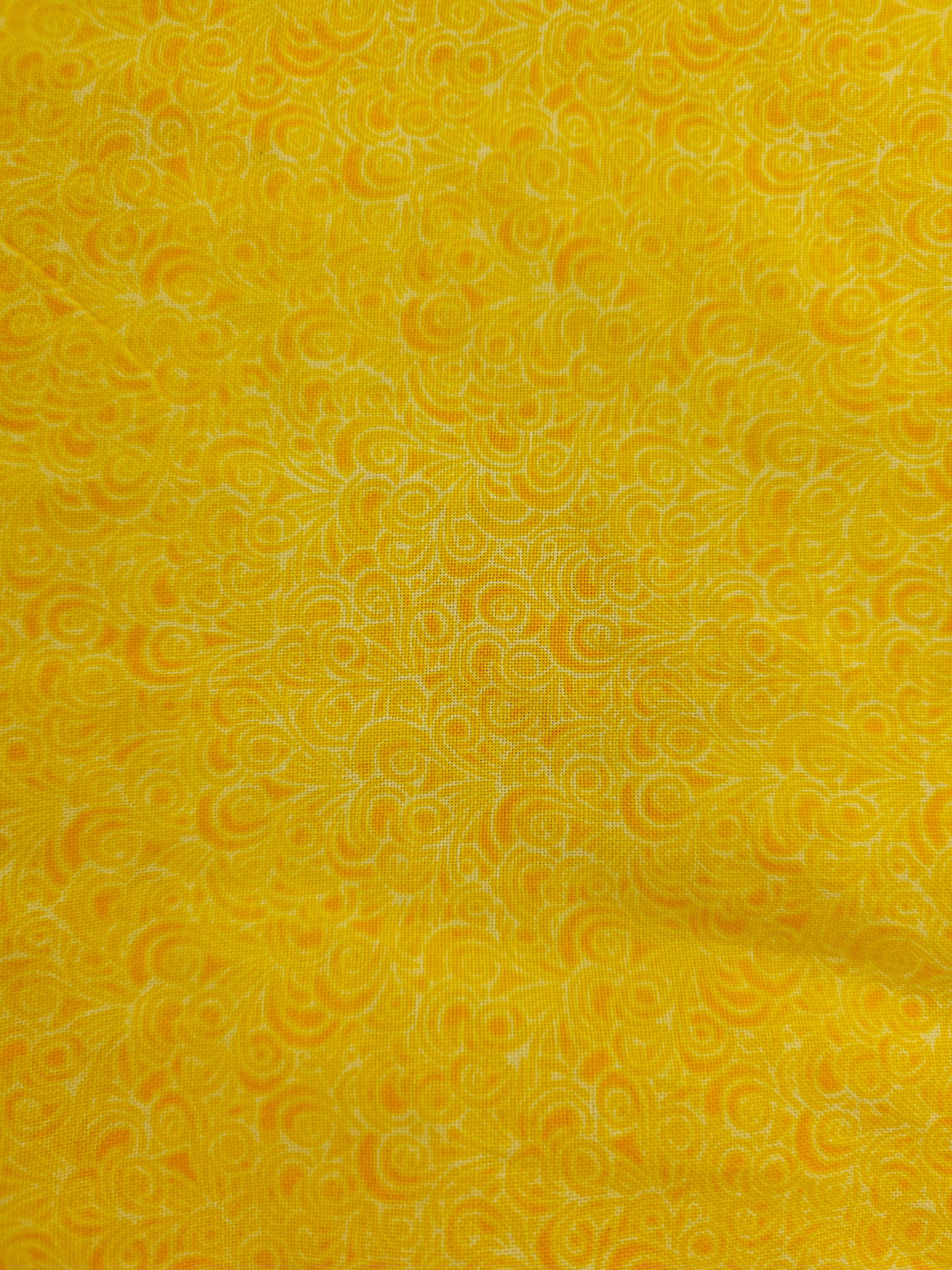Sunshine Yellow Swirl 100% Cotton - 2.5m Piece