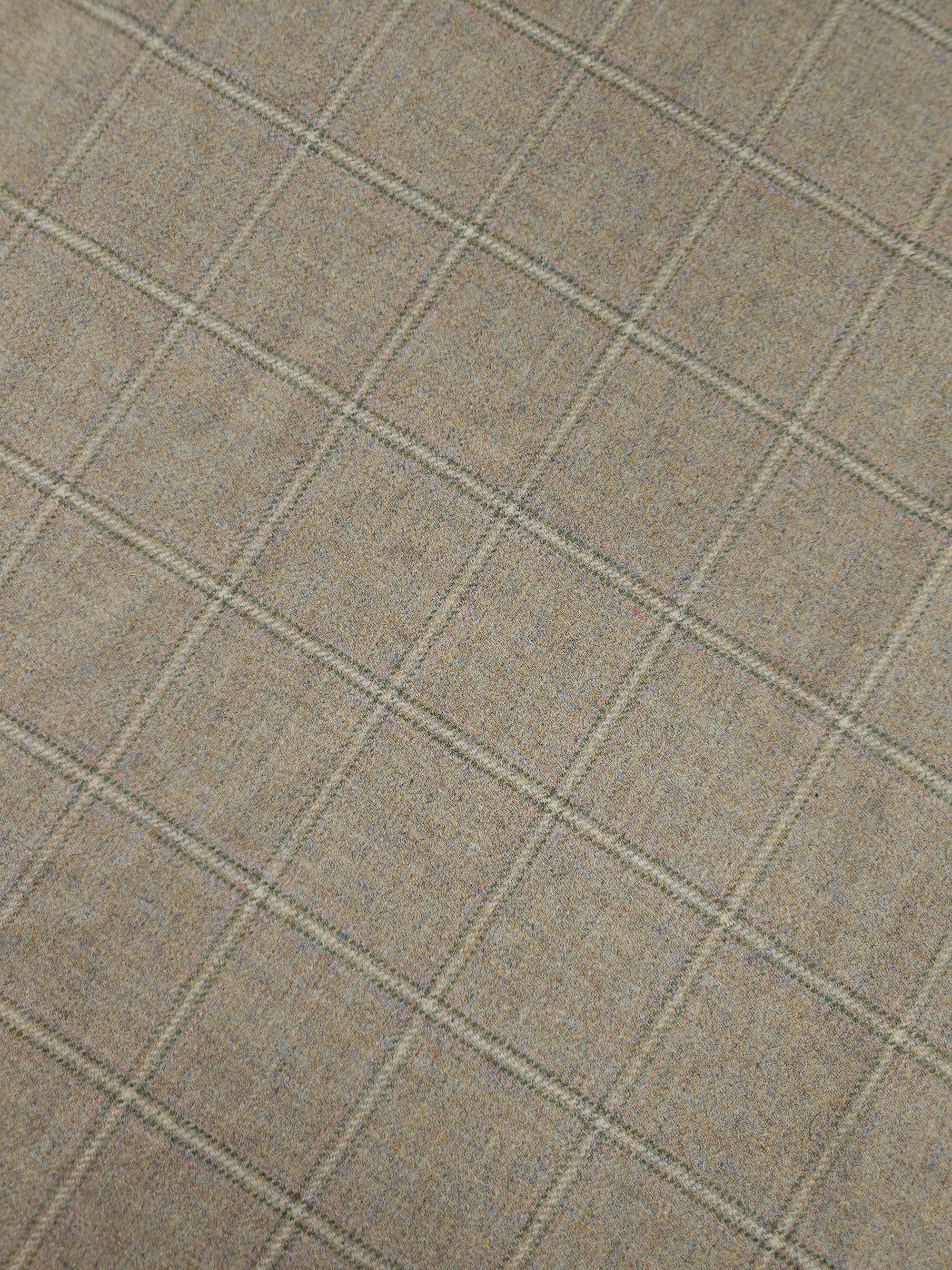 Beige/Multicolour Speckle Square Check Soft 100% Wool *ABRAHAM MOON*