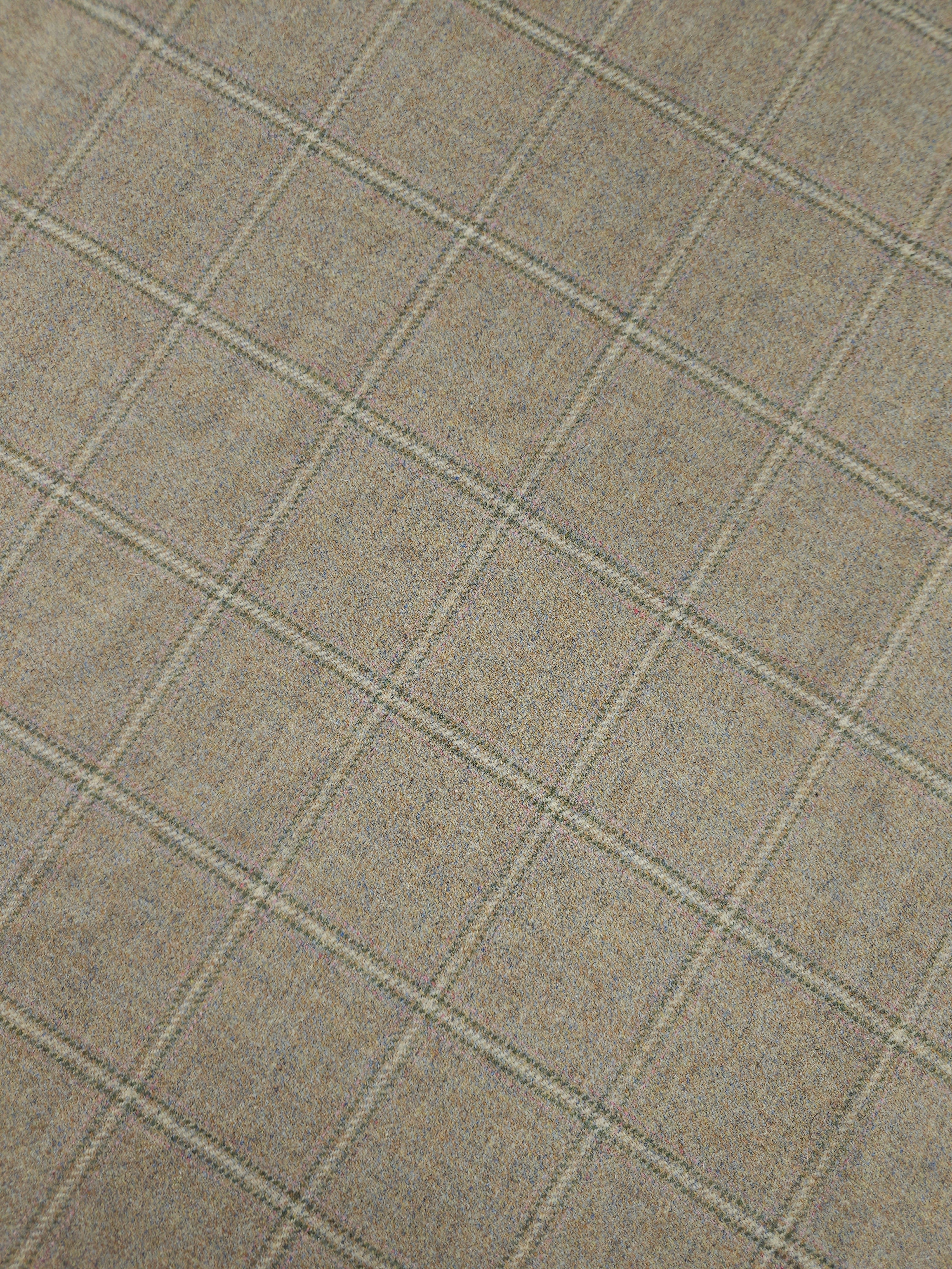 Beige/Multicolour Speckle Square Check Soft 100% Wool *ABRAHAM MOON*