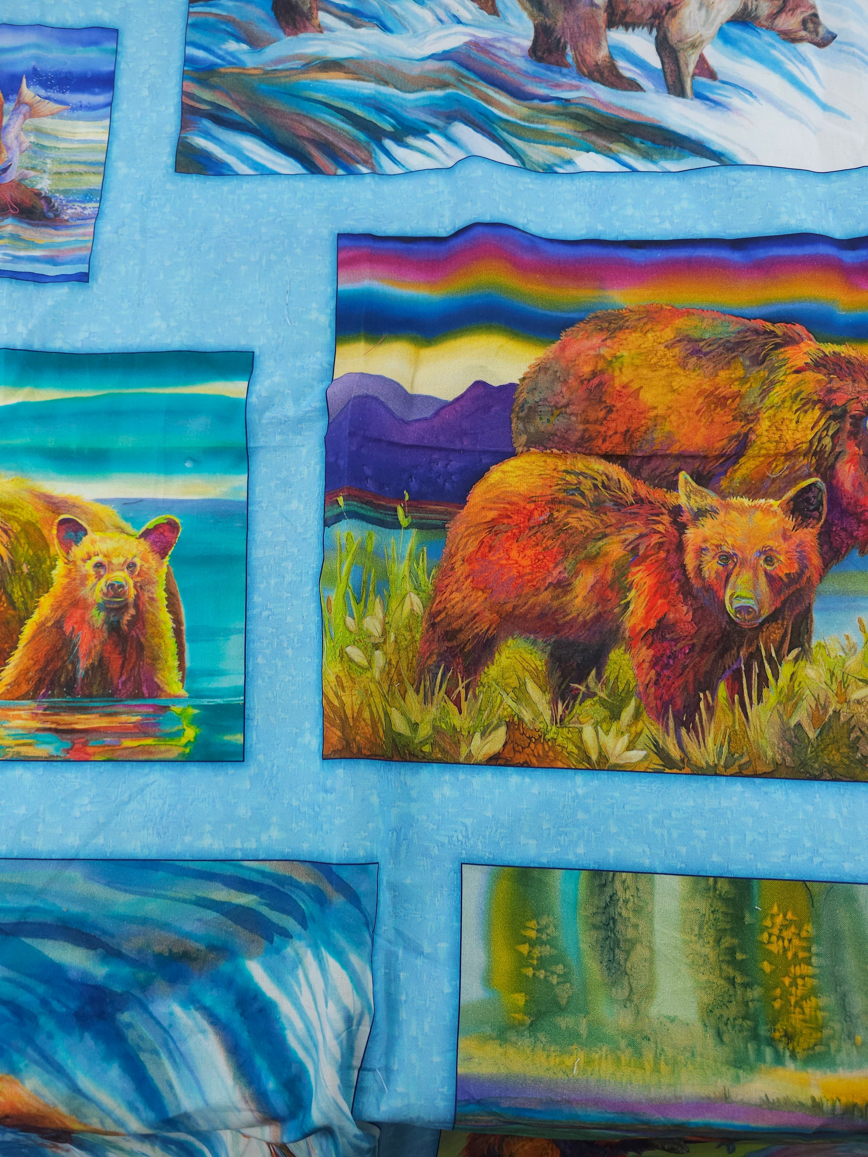 Fishing bears Cotton- 1.8m piece