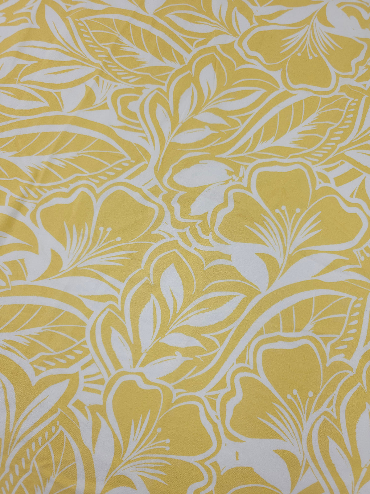 Soft Yellow Floral Leaf Field Viscose Challis