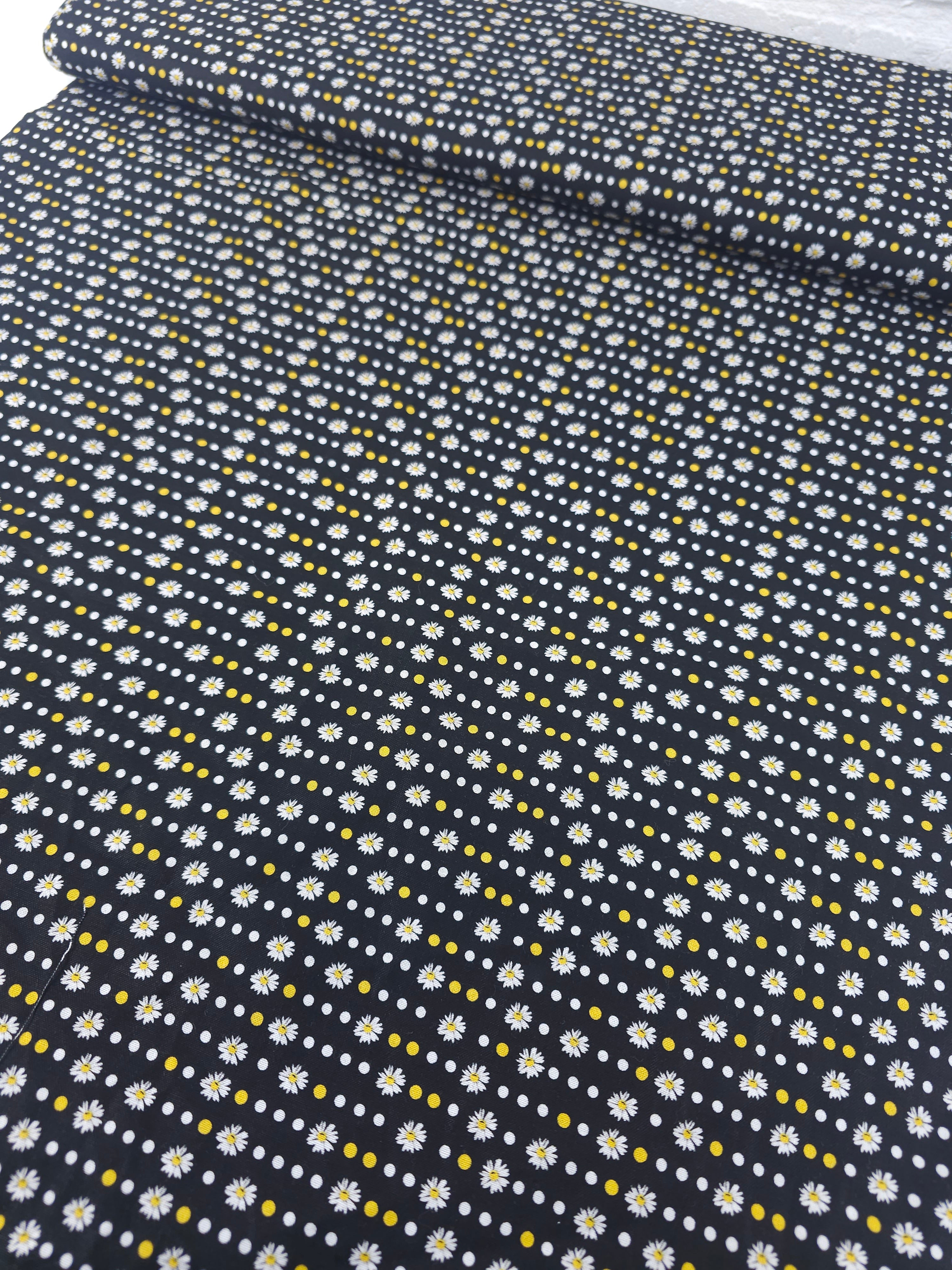 Black Ultra Mini Daisy Polka 100% Cotton