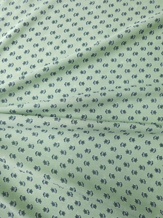 Pale Green Ditsy Floral Viscose Challis