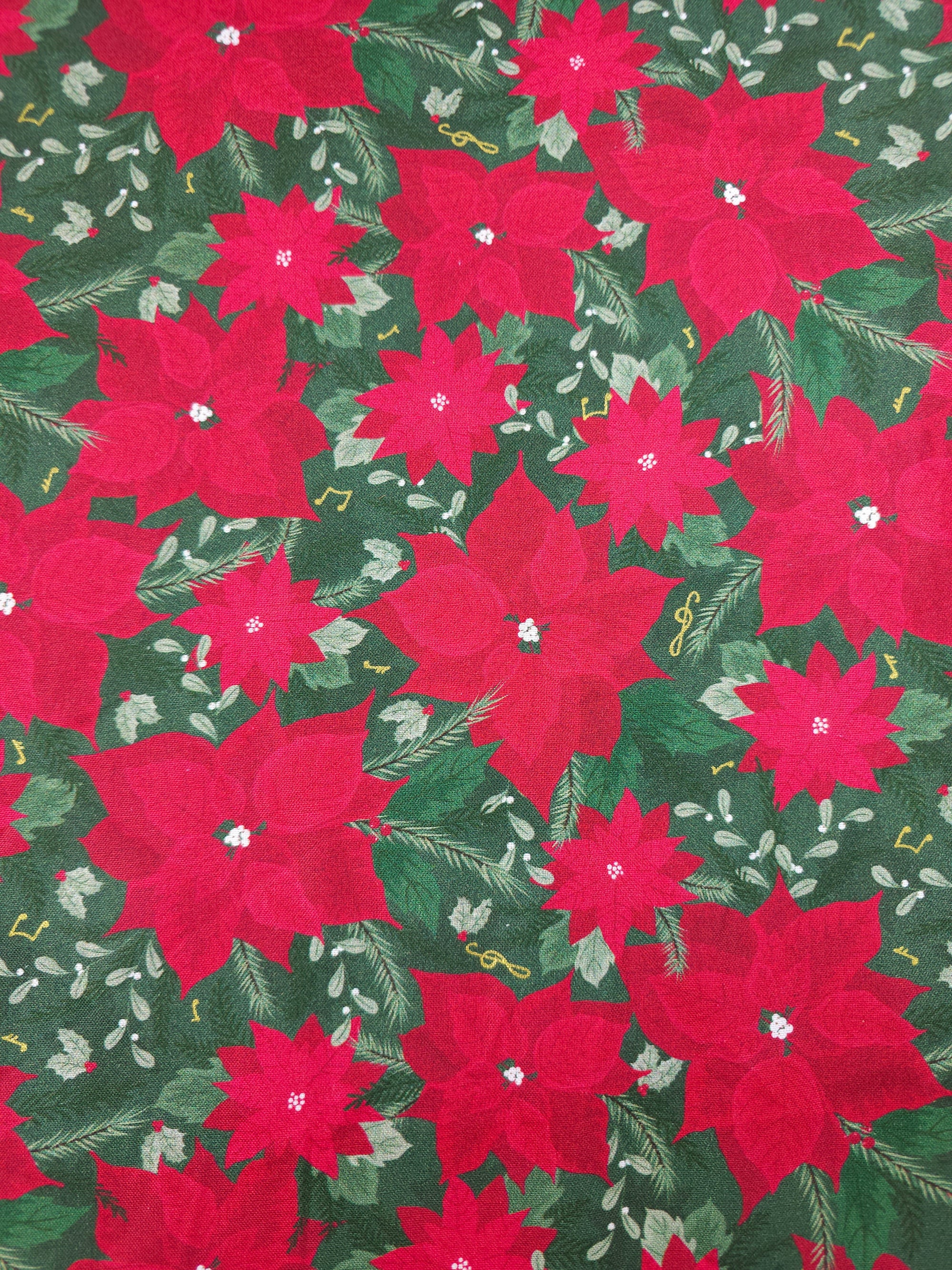 Red/Green Poinsettia 100% Cotton
