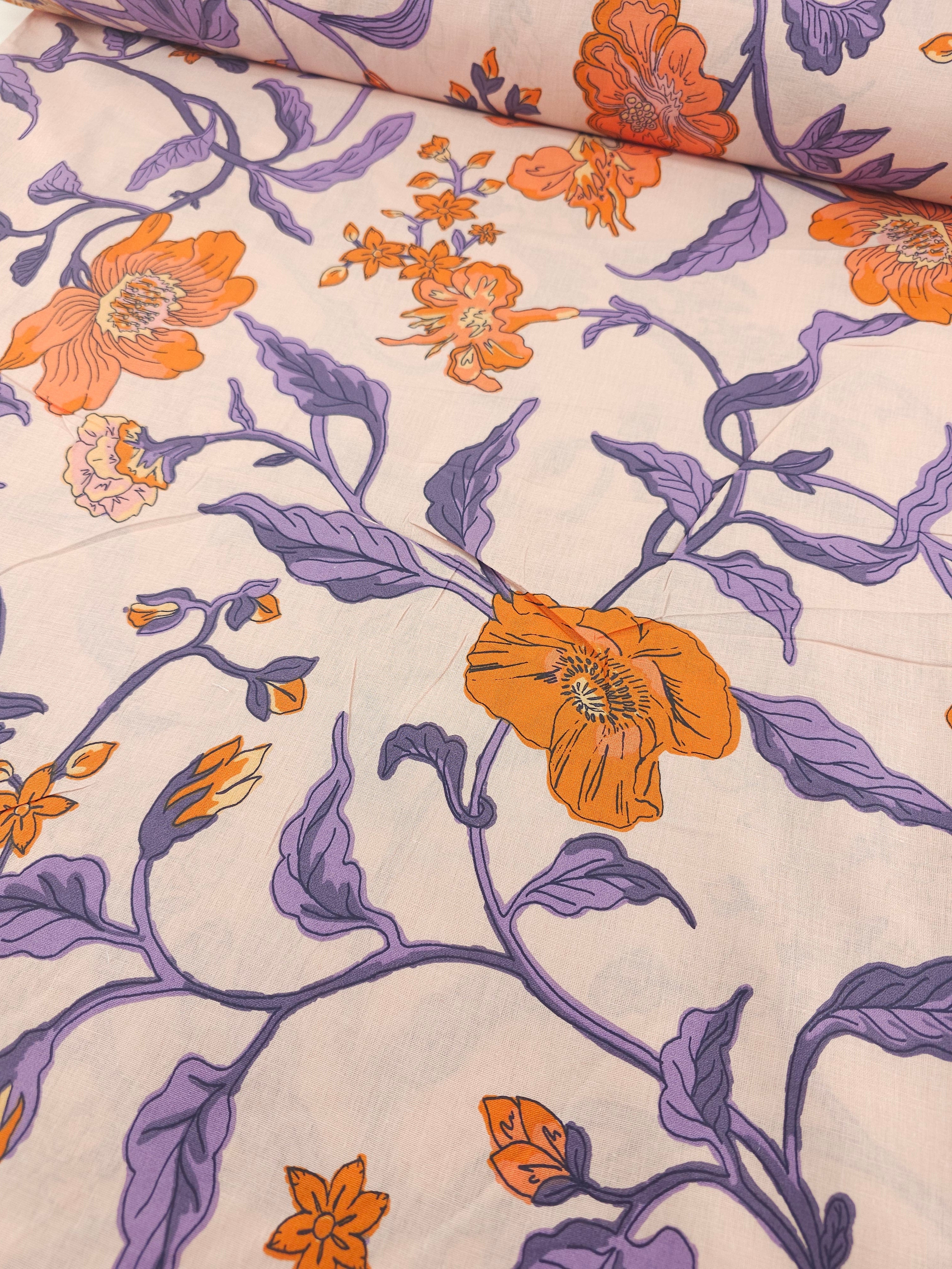Peach Floral Vine 100% Cotton 94” - Urban Outfitters *EXTRA WIDE*
