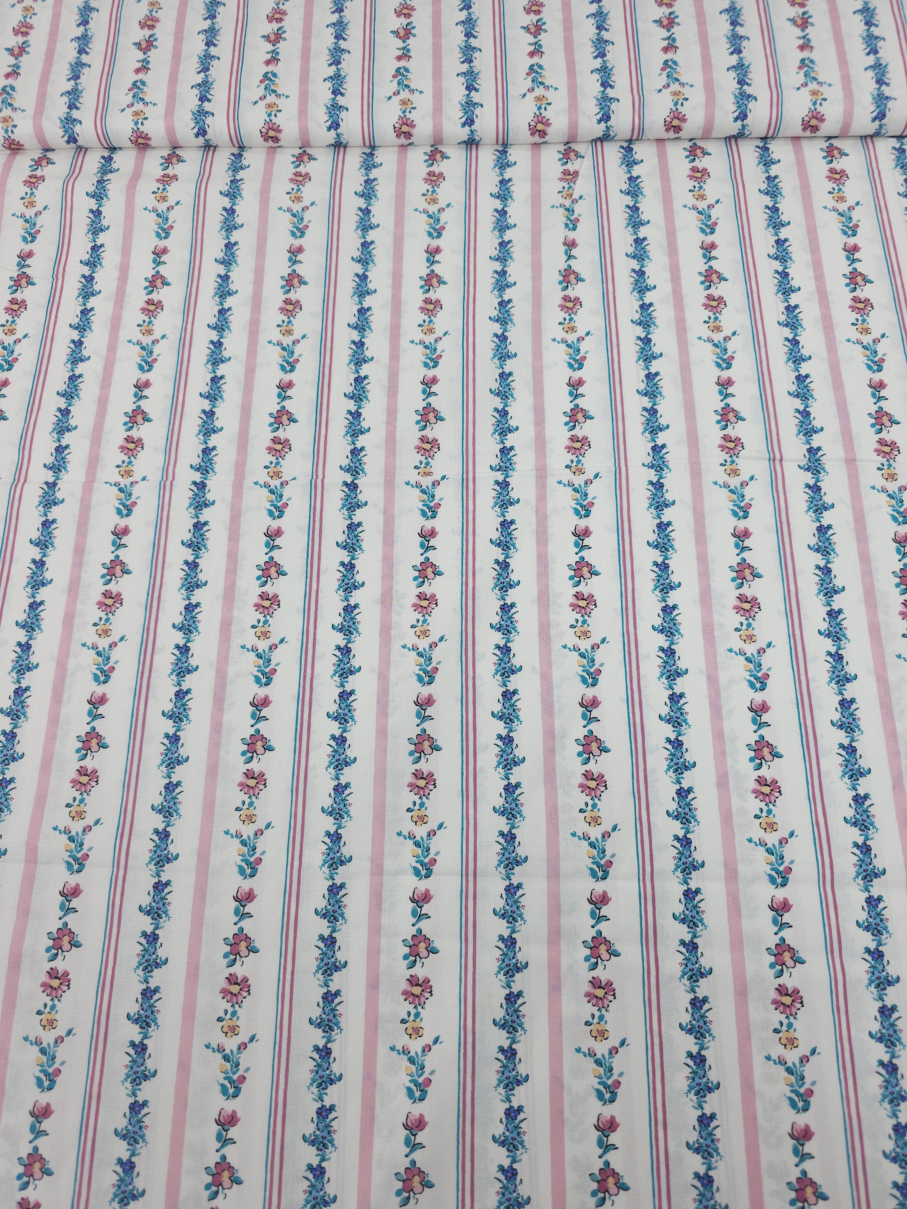 Vintage Floral Stripe Lightweight Cotton 57"