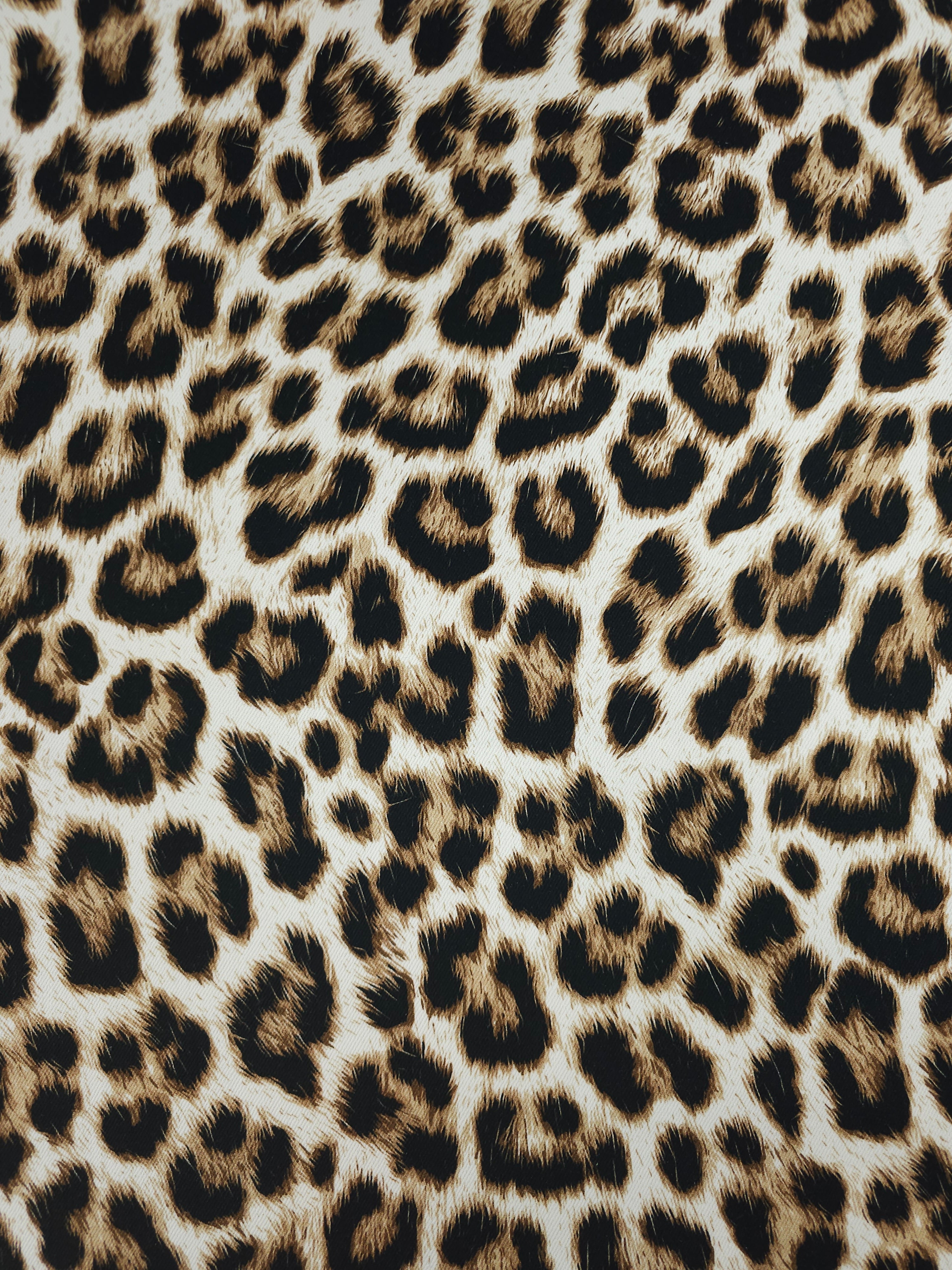 White/Tan Leopard Denim