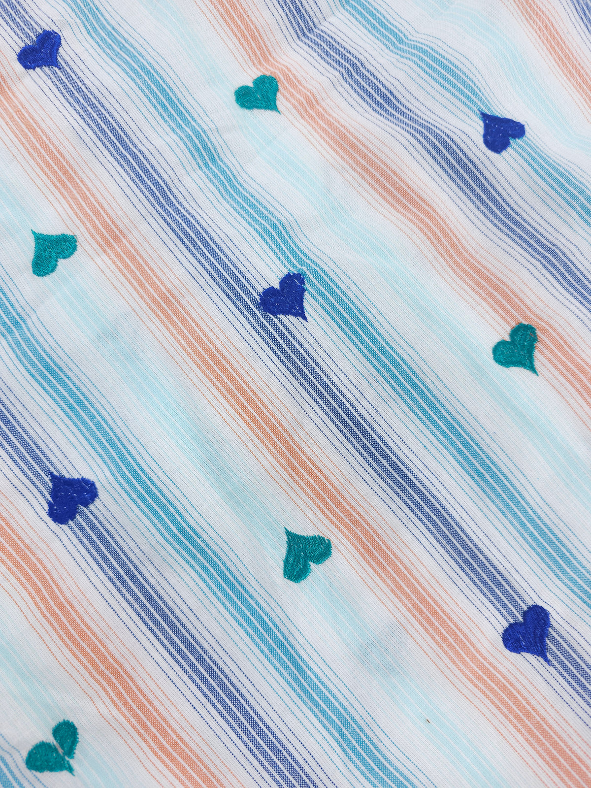 Blue orange striped love Cotton- 2.3m piece