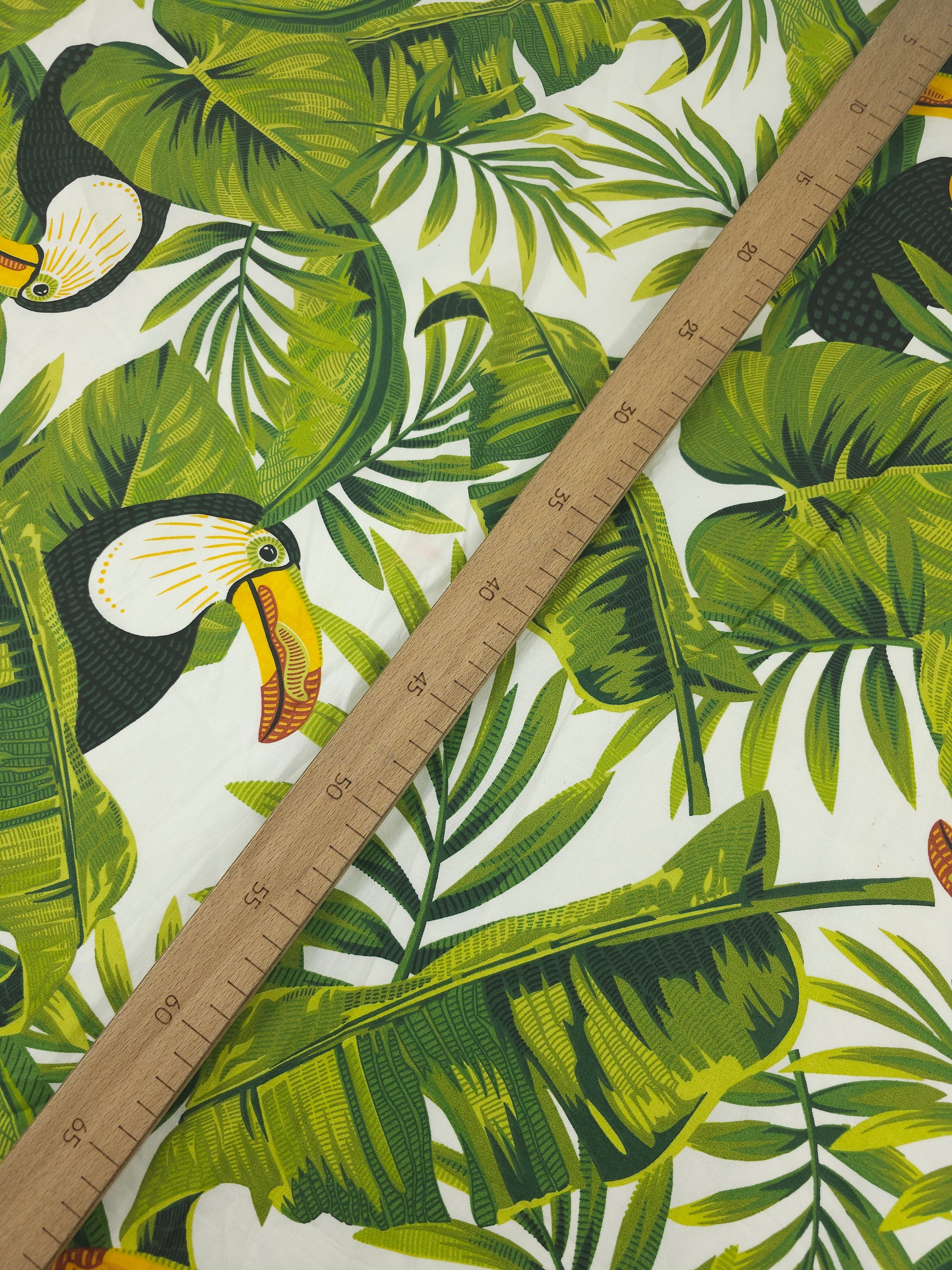 Tropical Leaf Toucan Cotton Poplin