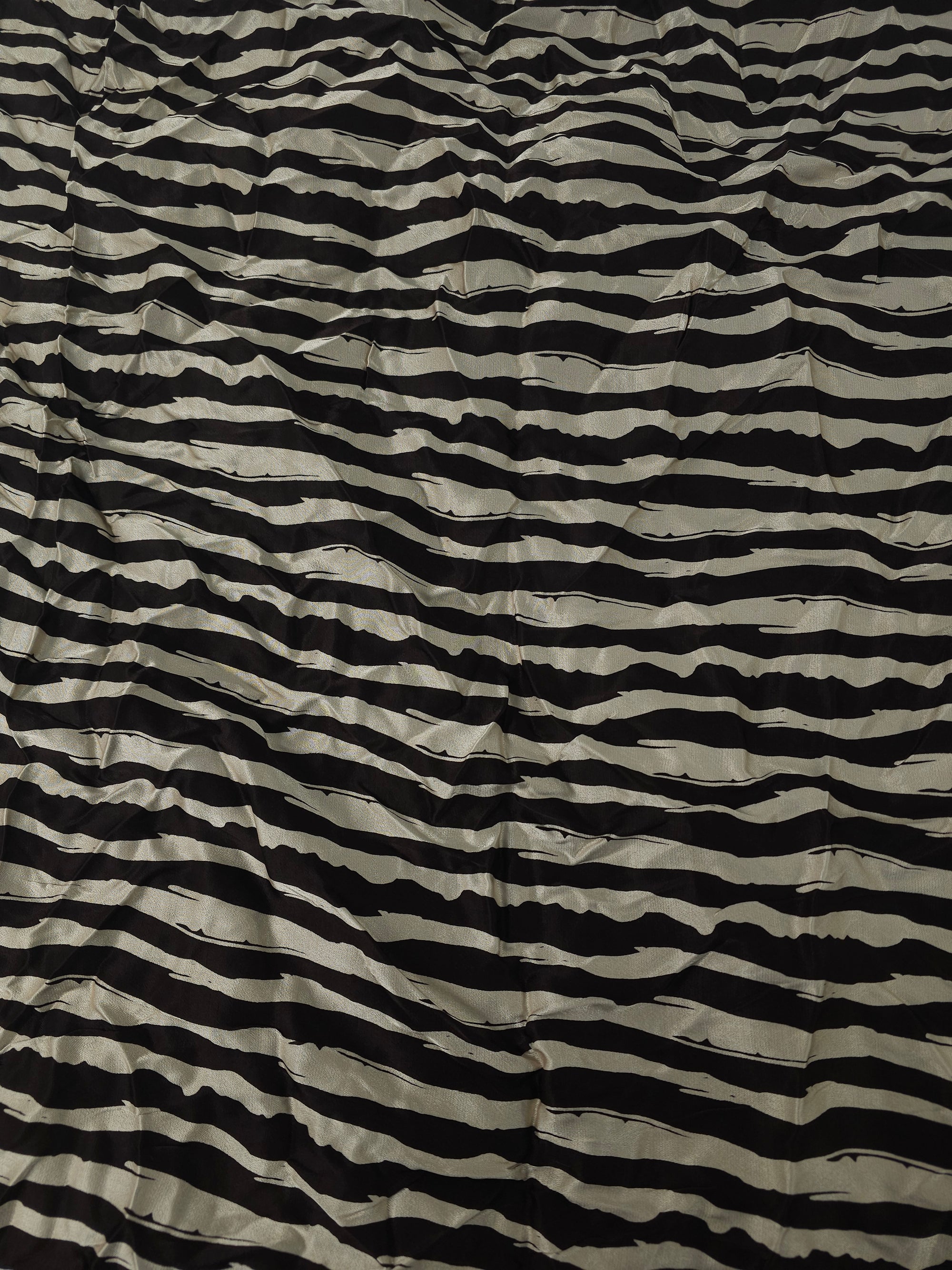 Brown wiggle stripe Viscose satin- 2m piece