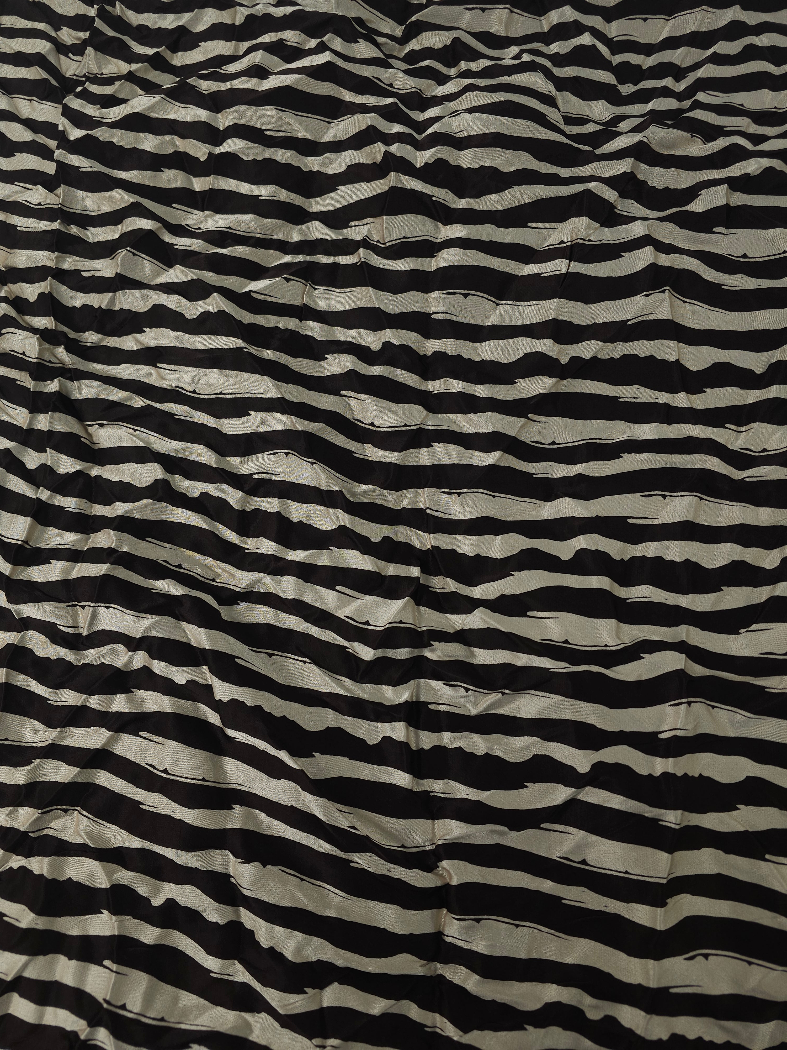 Brown wiggle stripe Viscose satin- 2m piece