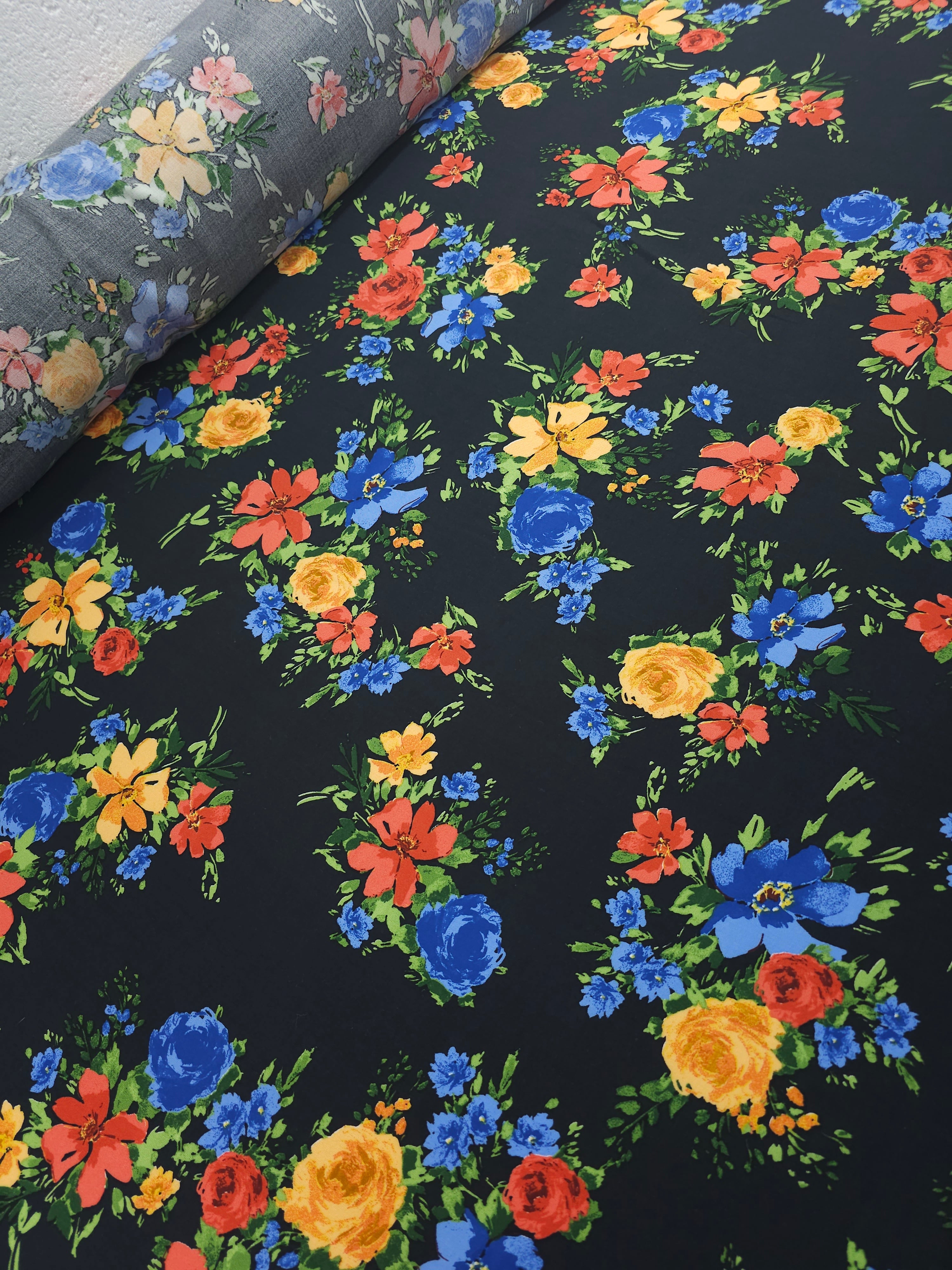 Rose Bunch Floral Viscose Challis