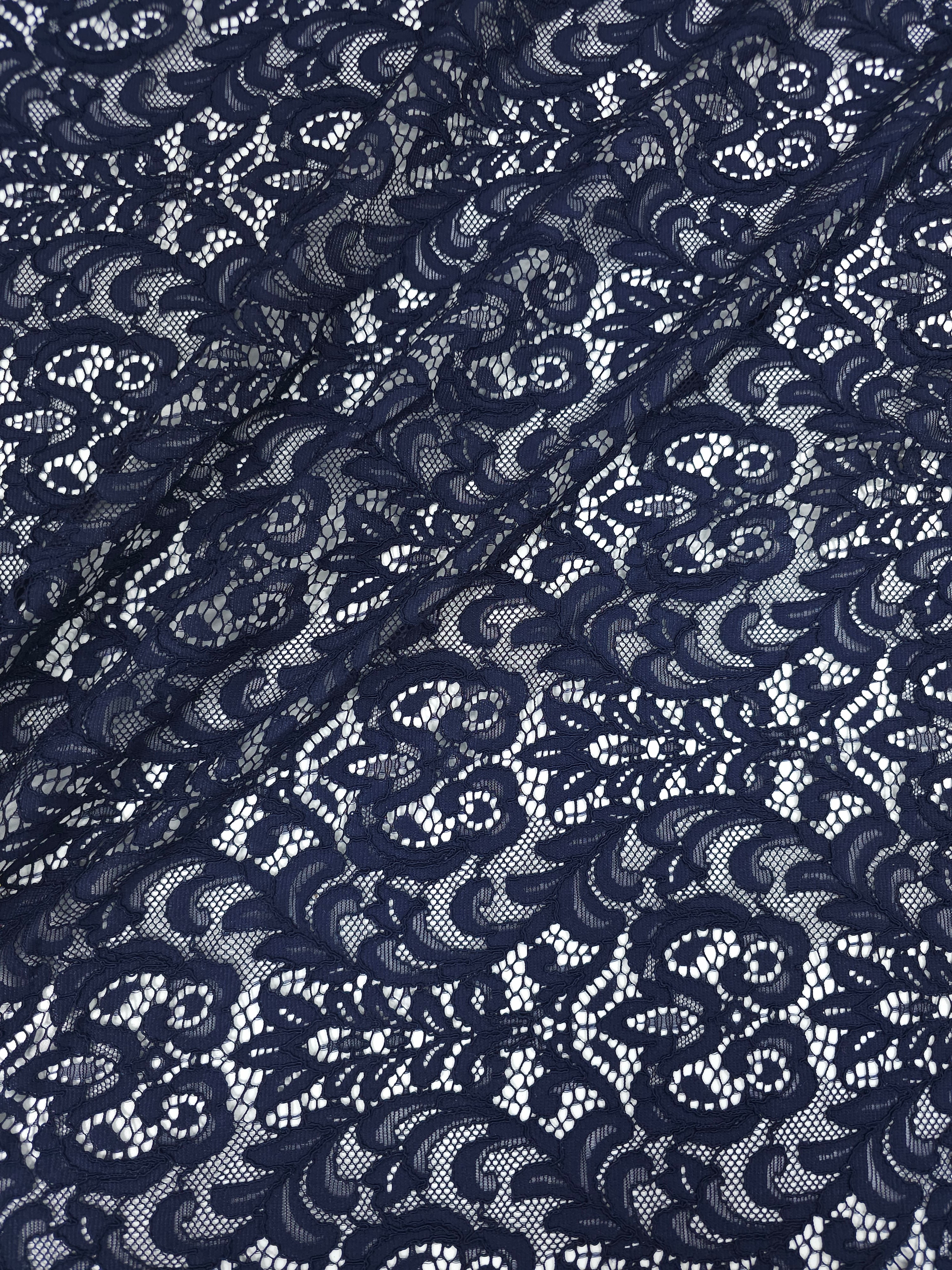 Navy Damask Lace
