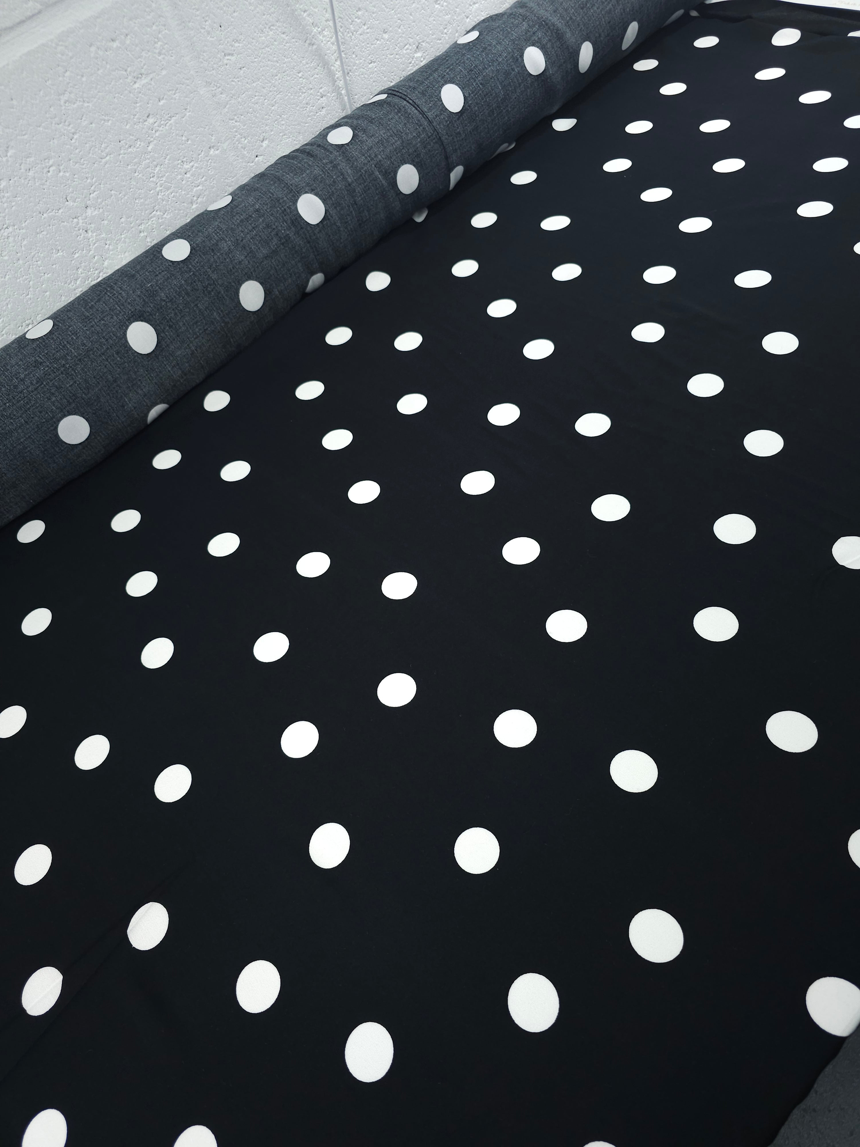Black/White Polka Spot Viscose Challis