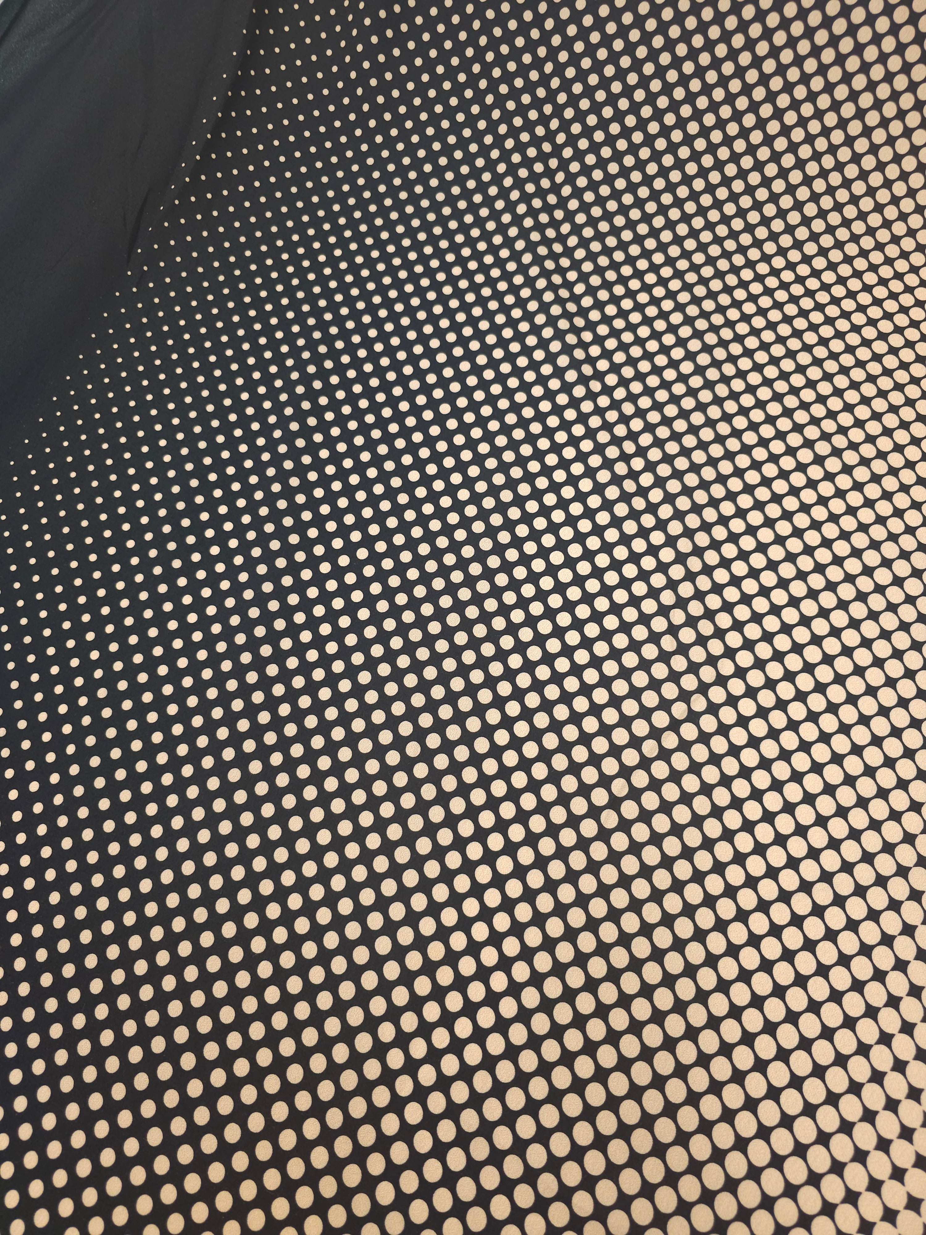 Beige/Black Dotty Trance Poly Crepe