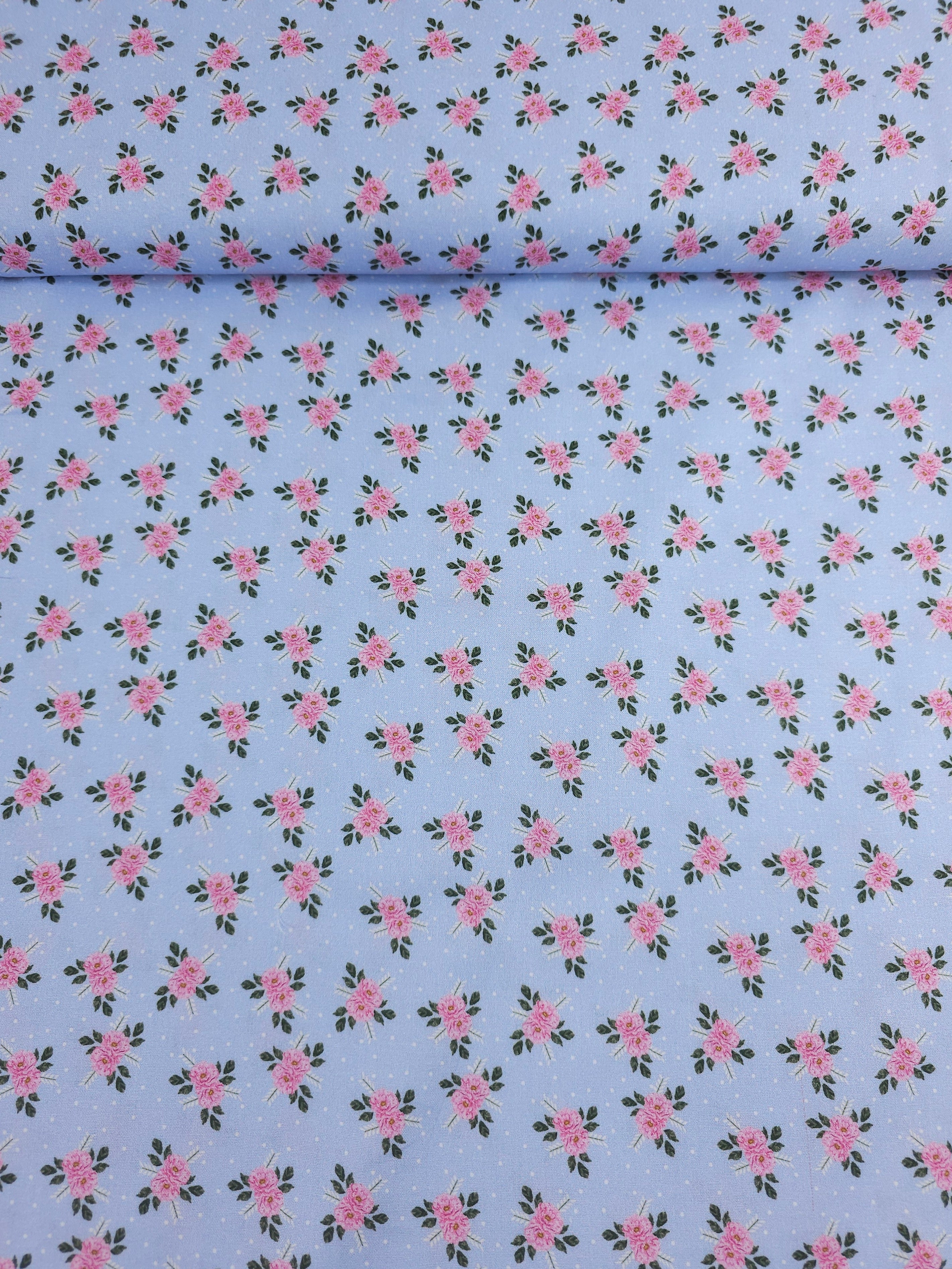 Ditsy Hydrangea Pair Floral 100% Cotton 55”