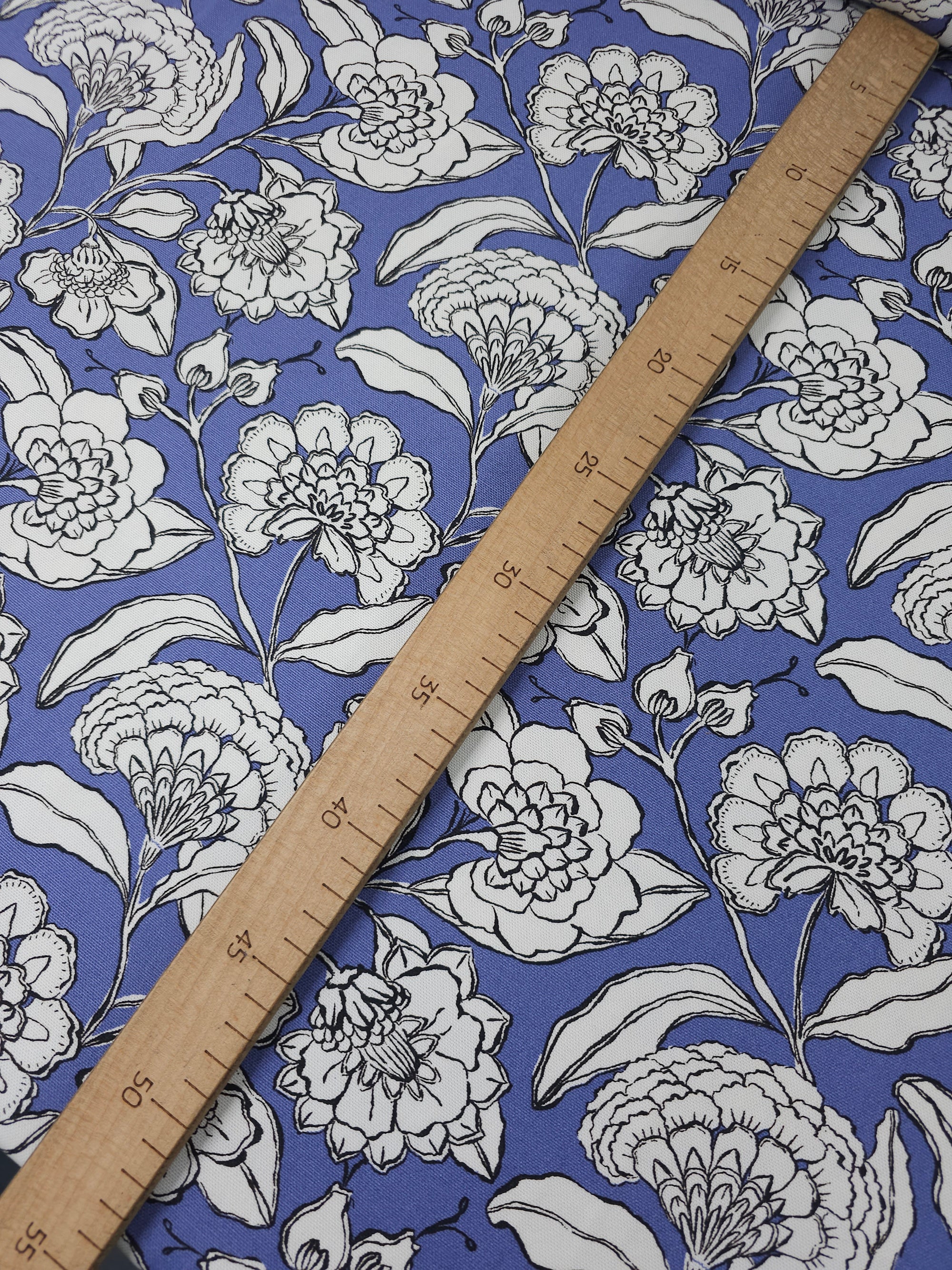 Periwinkle Sketch Floral Canvas Cotton
