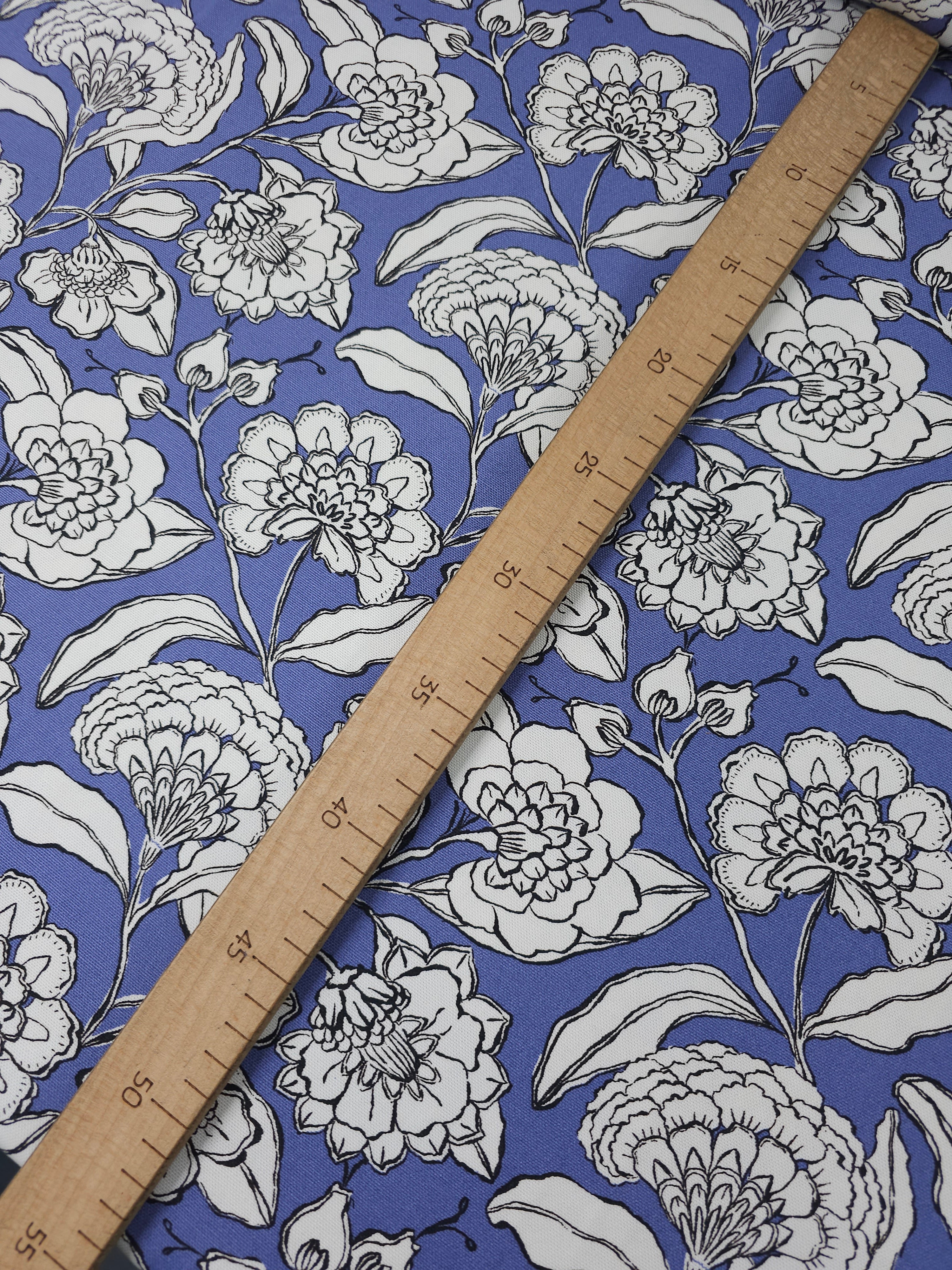 Periwinkle Sketch Floral Canvas Cotton
