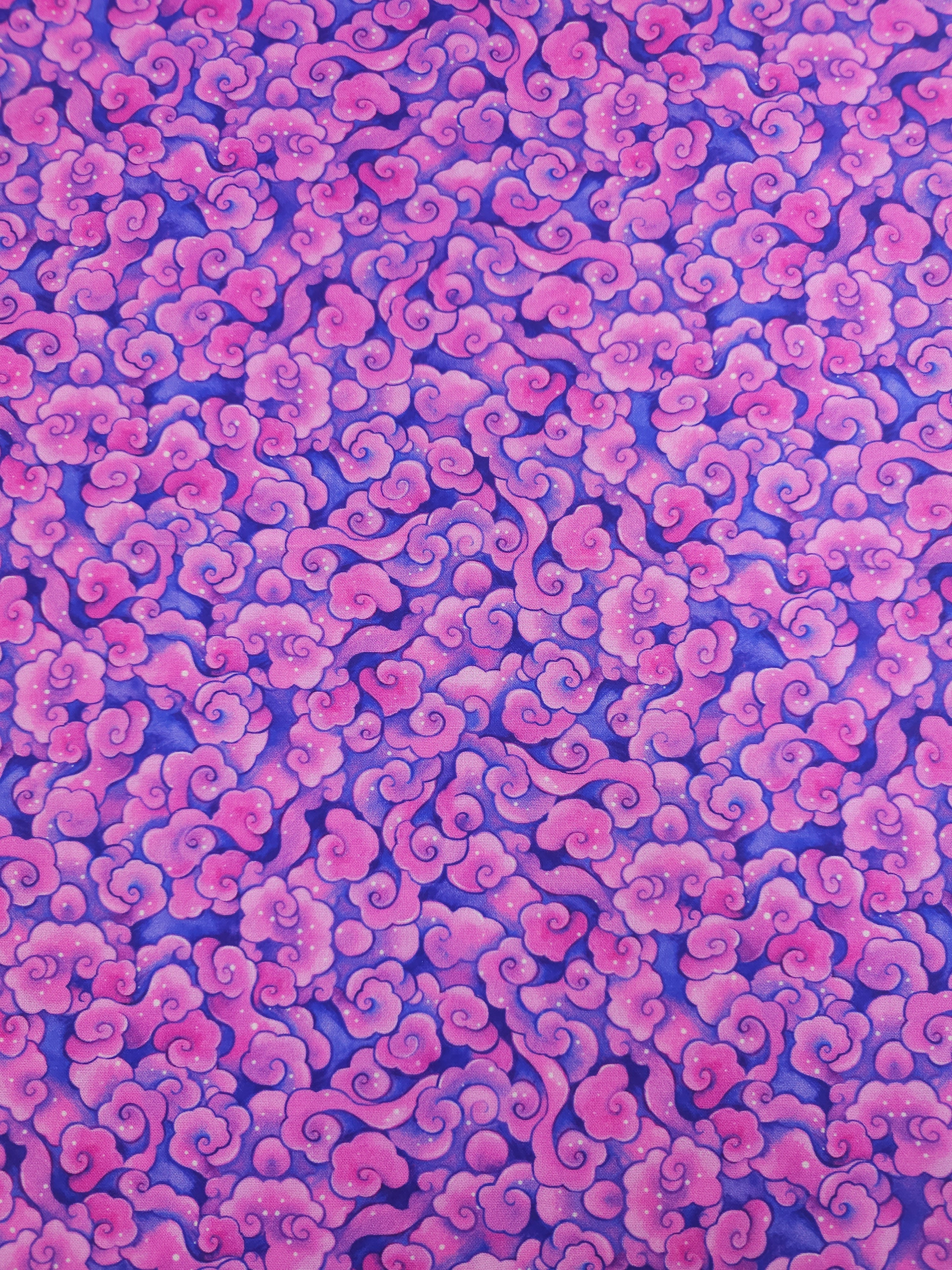 Pink/Periwinkle Cloud Floral 100% Cotton
