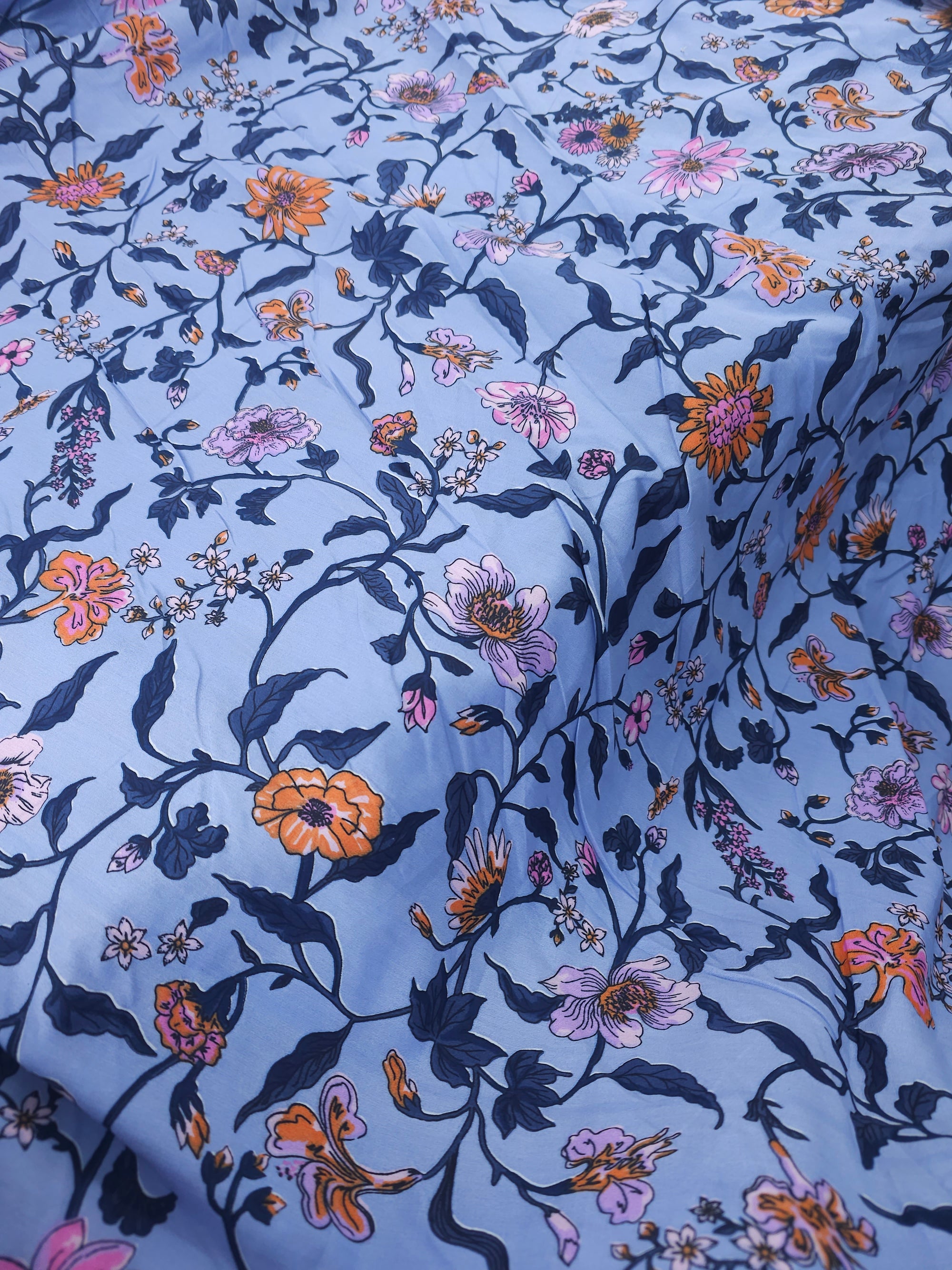 Periwinkle Blue Floral Vine 100% Cotton 70” - Urban Outfitters *EXTRA WIDE*