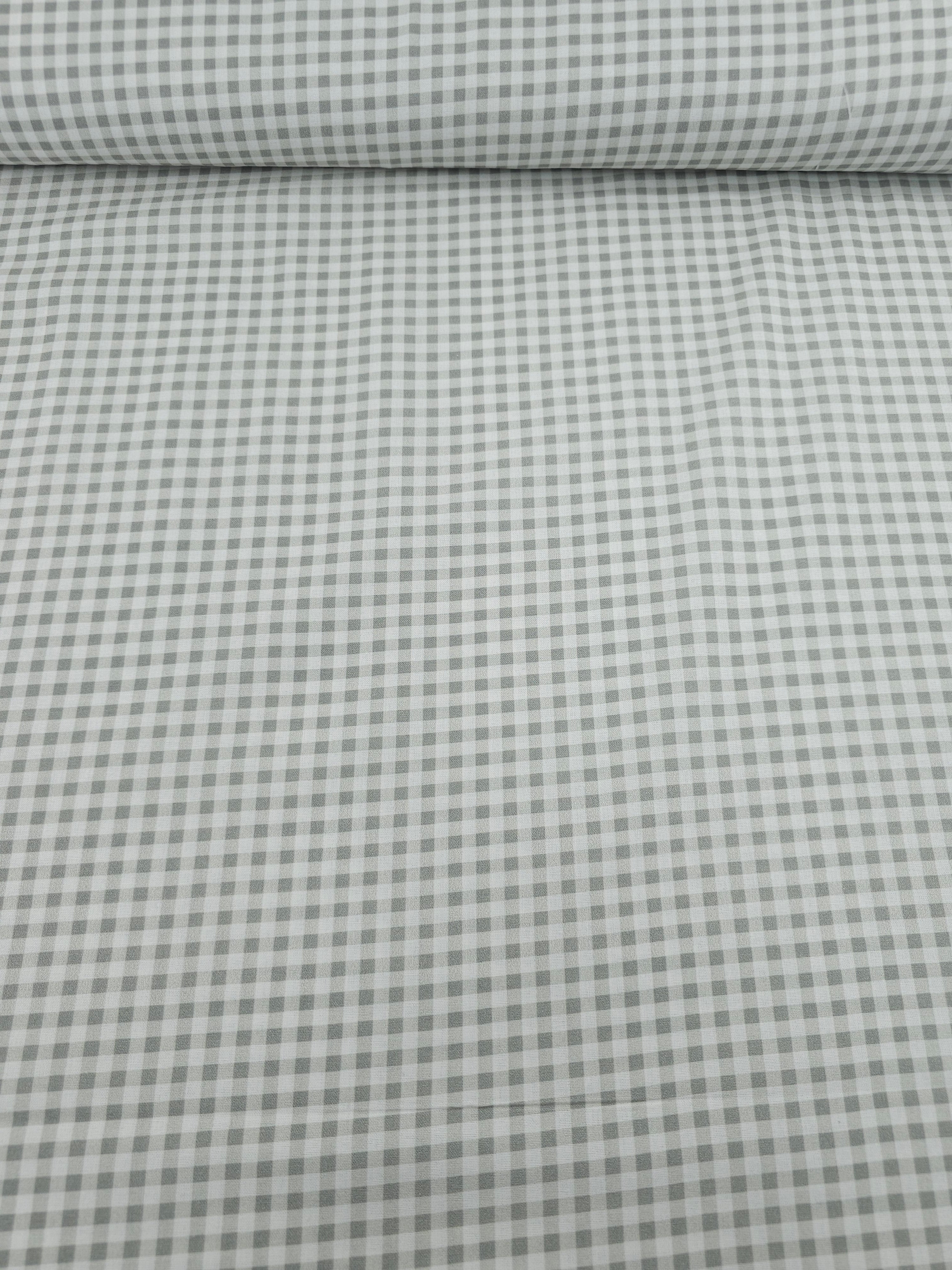 Light Grey/White Small Gingham 100% Cotton