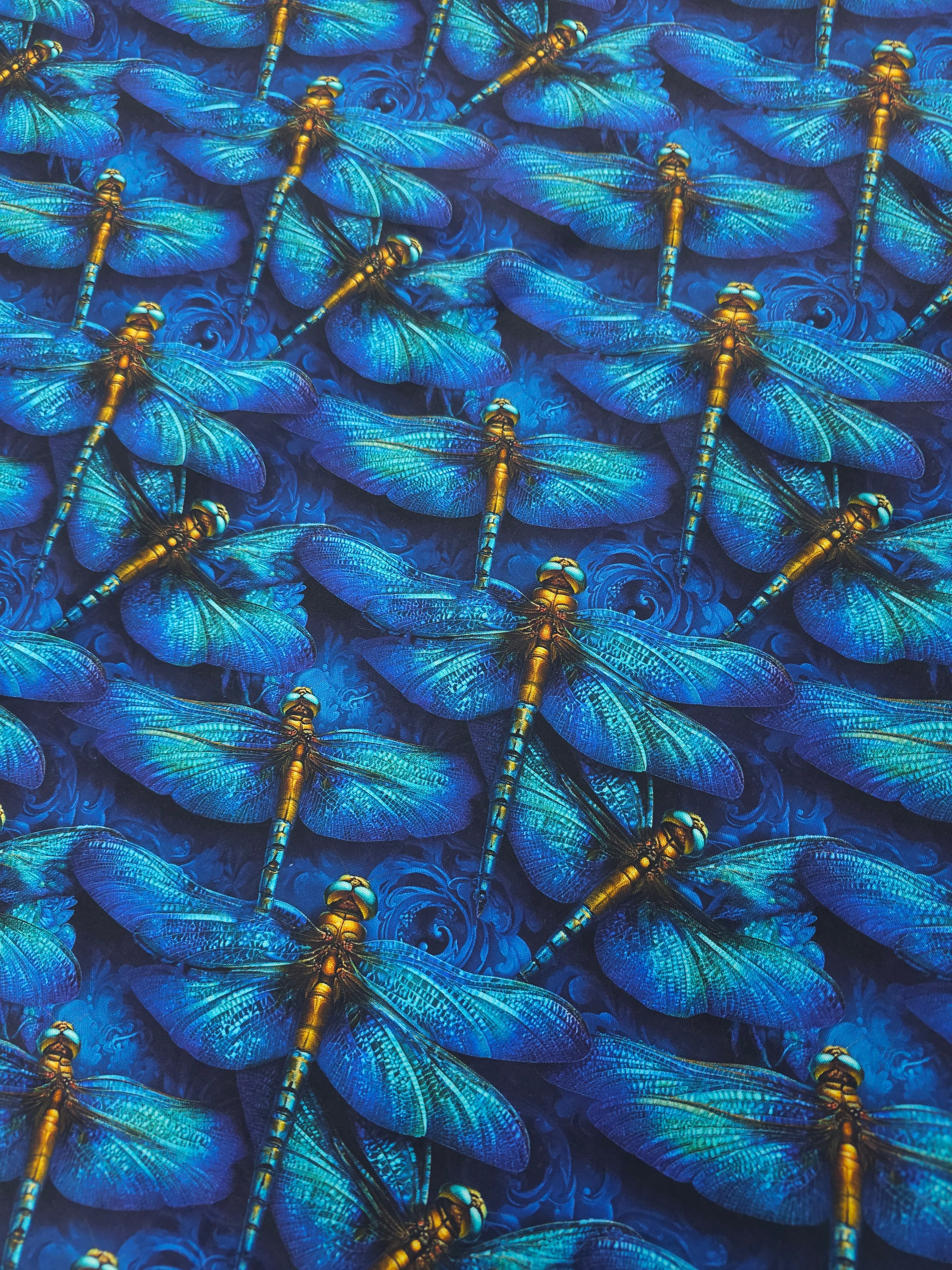 Blue rose dragonfly Cotton- 1m piece