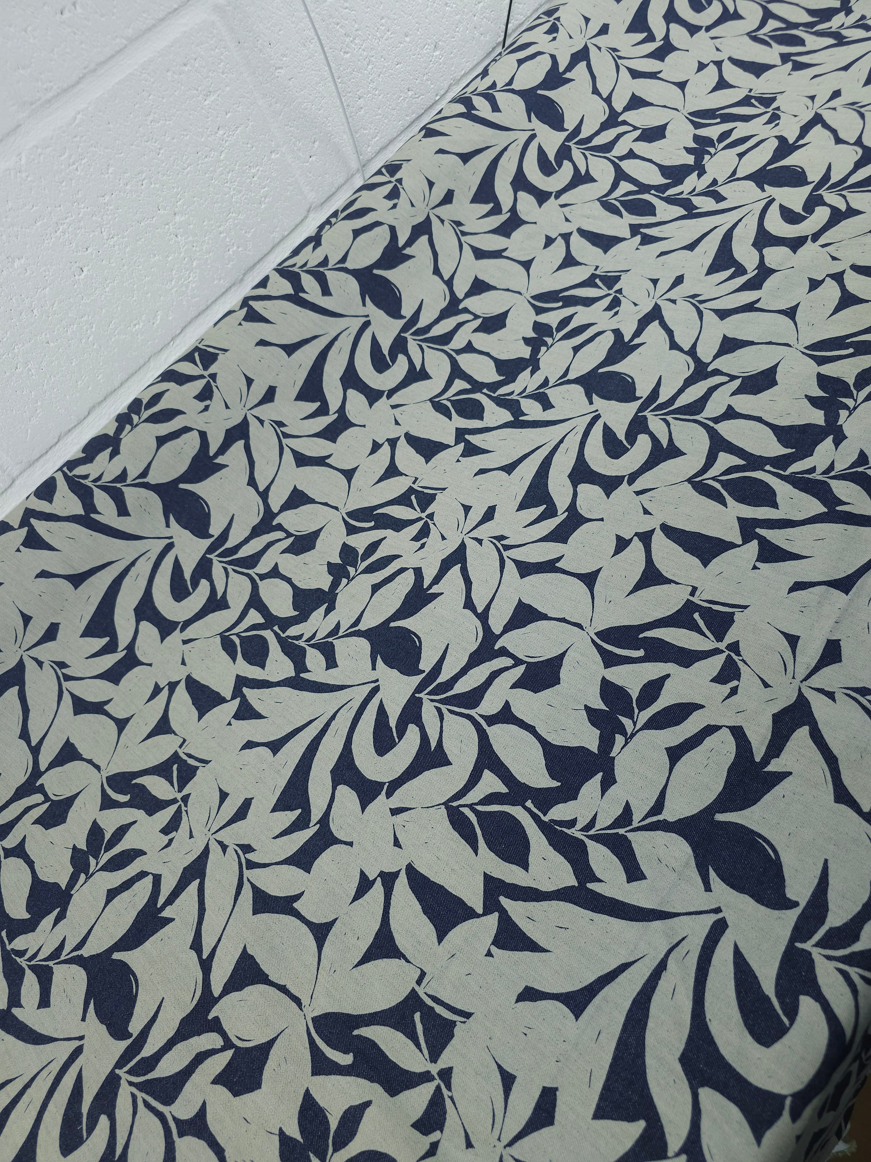Navy/Fawn Flower Petal Denim
