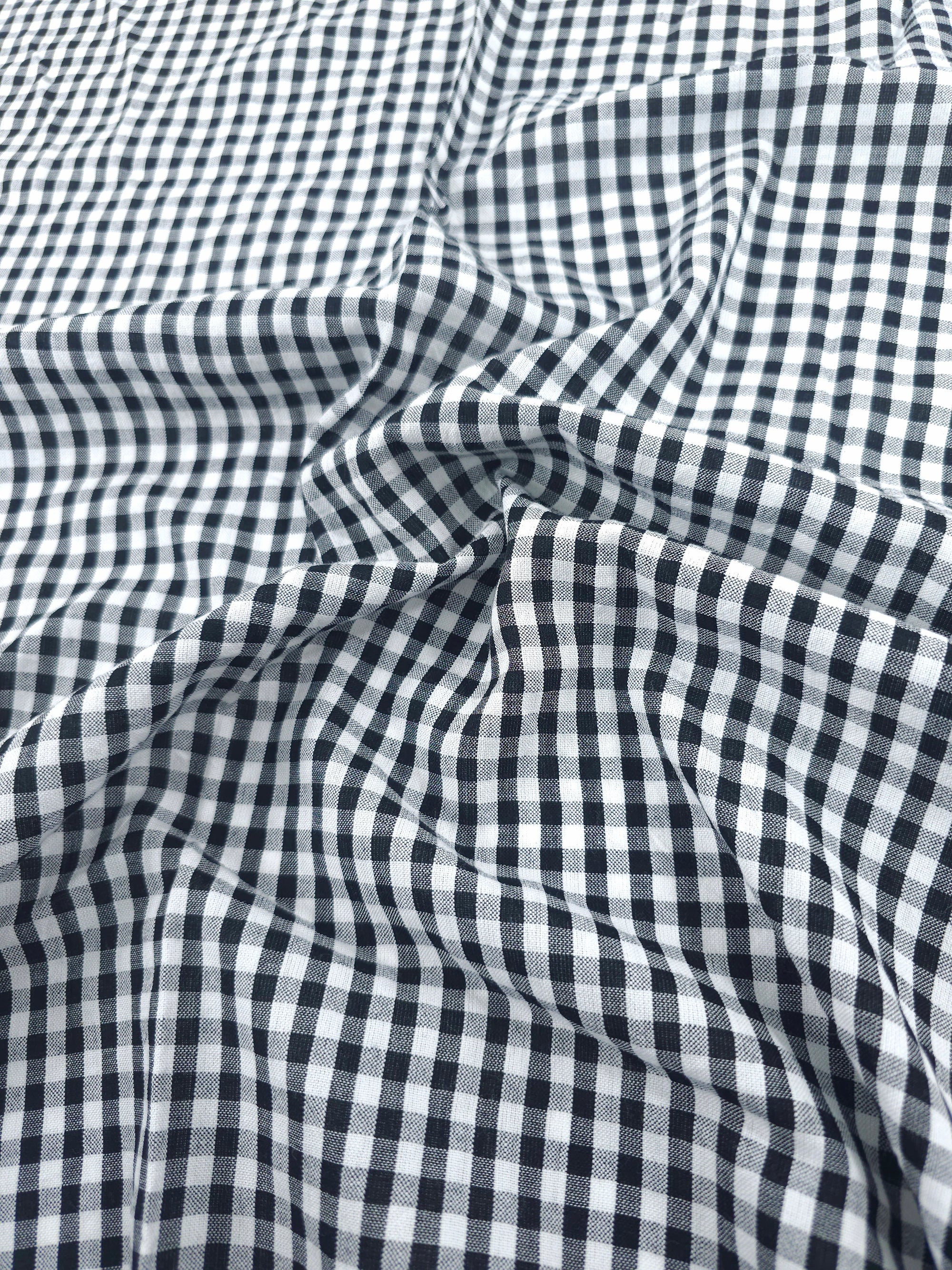 Black/White Small Gingham Cotton SeerSucker *PRE-ORDER*