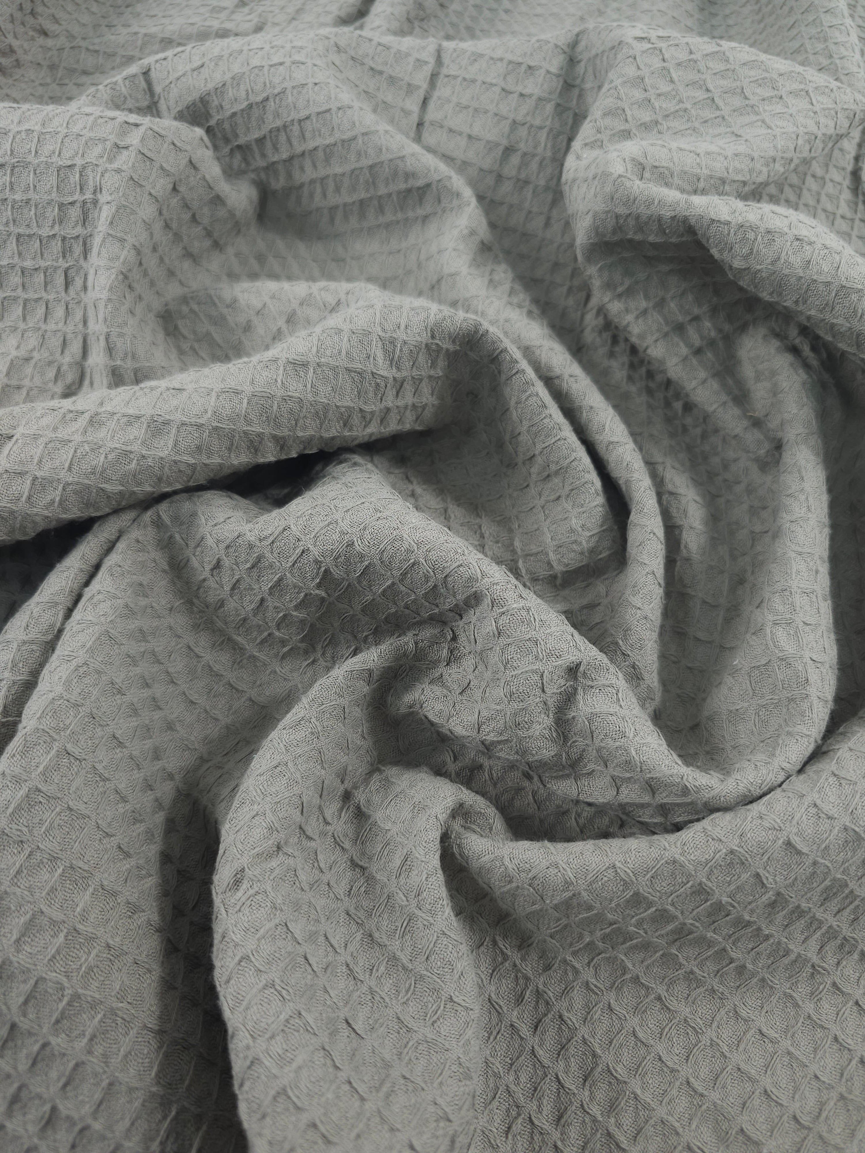 Cloudy Grey Waffle Cotton *EXTRA WIDE*