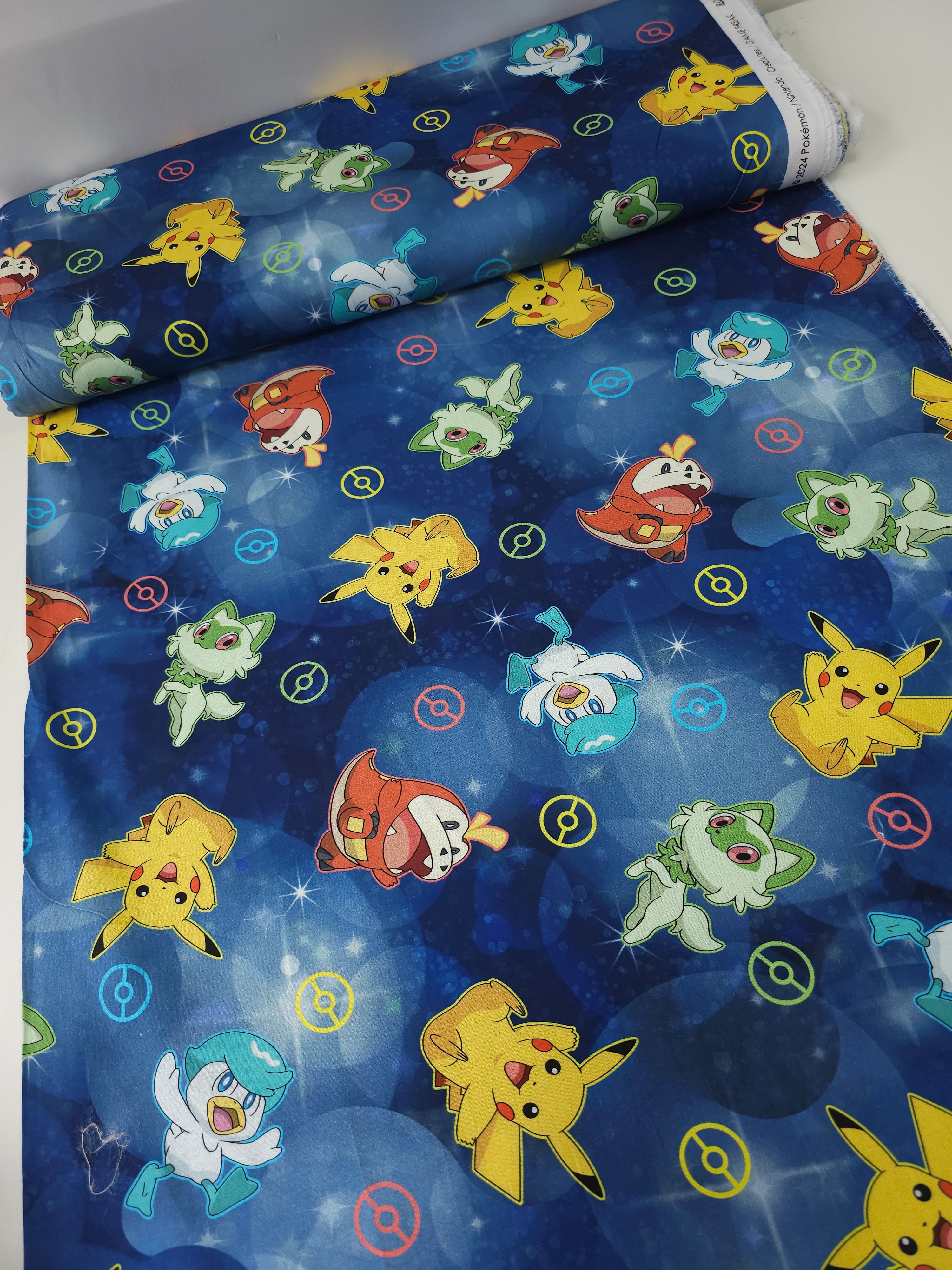 Hale Blue P*O*K*E*M*O*N Characters 100% Cotton - Robert Kaufman