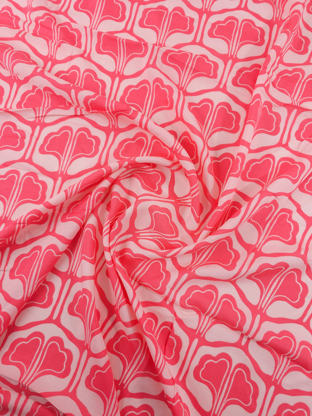 Coral/Pink Tapestry Viscose Challis