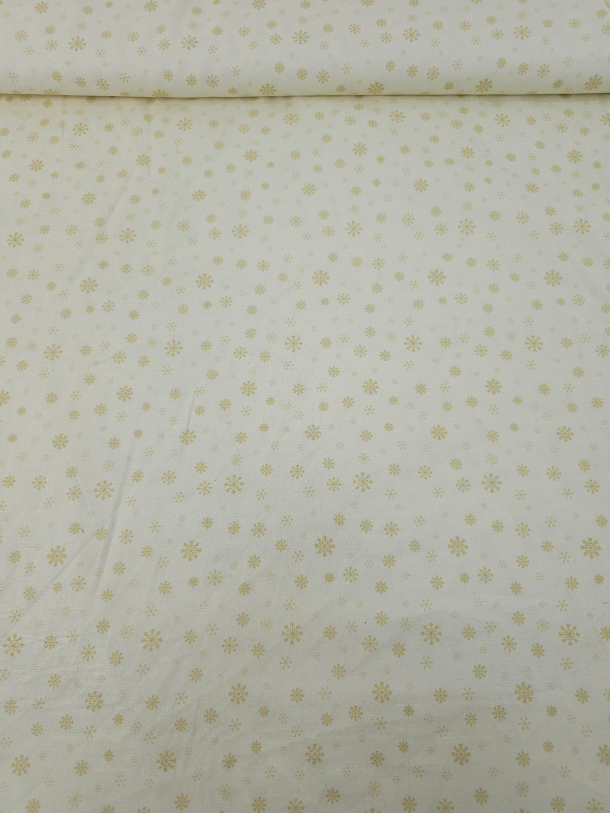 Warm Cream Falling Snowflakes 100% Cotton