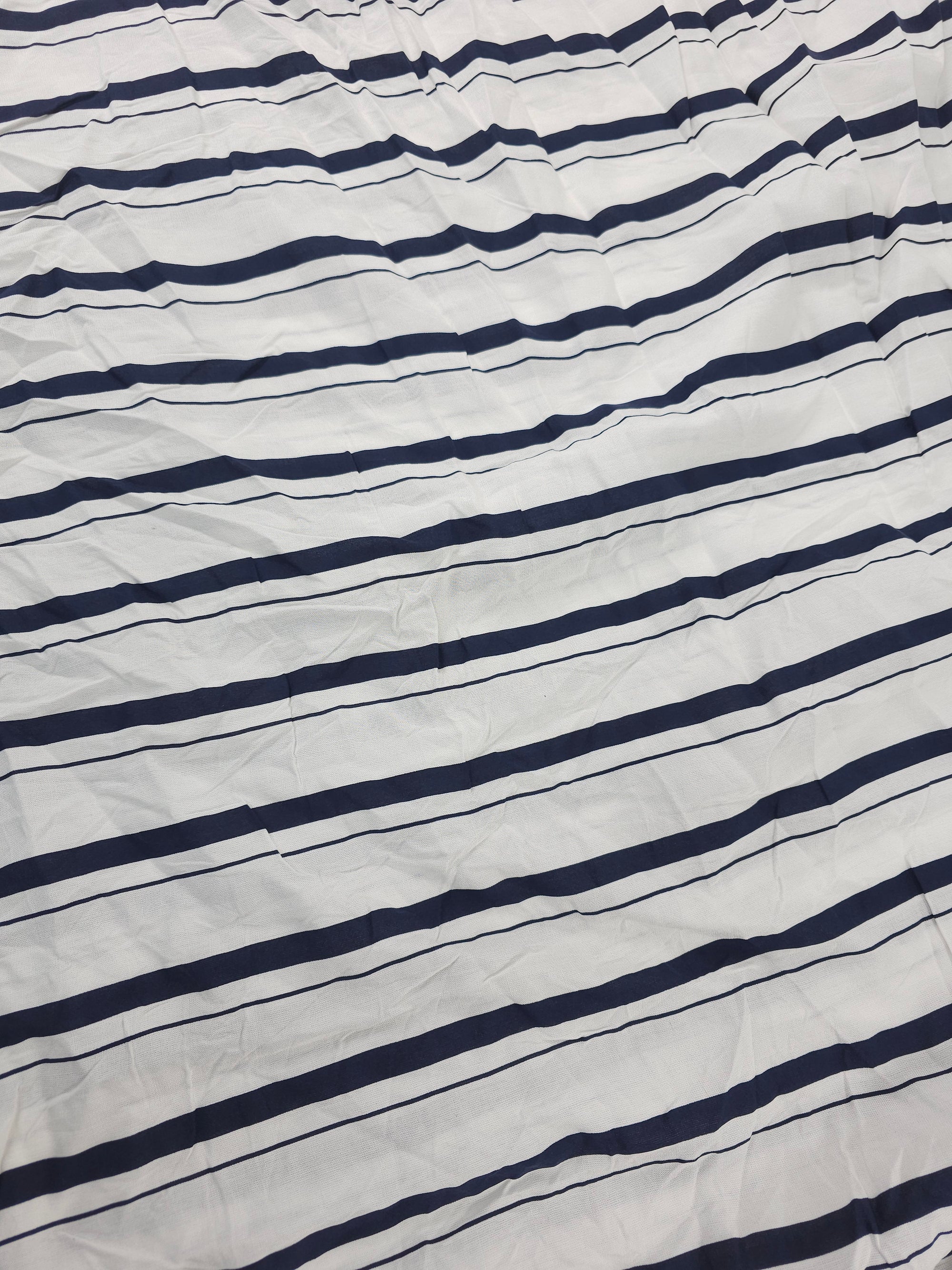 Navy variety stripe Viscose- 1.9m piece