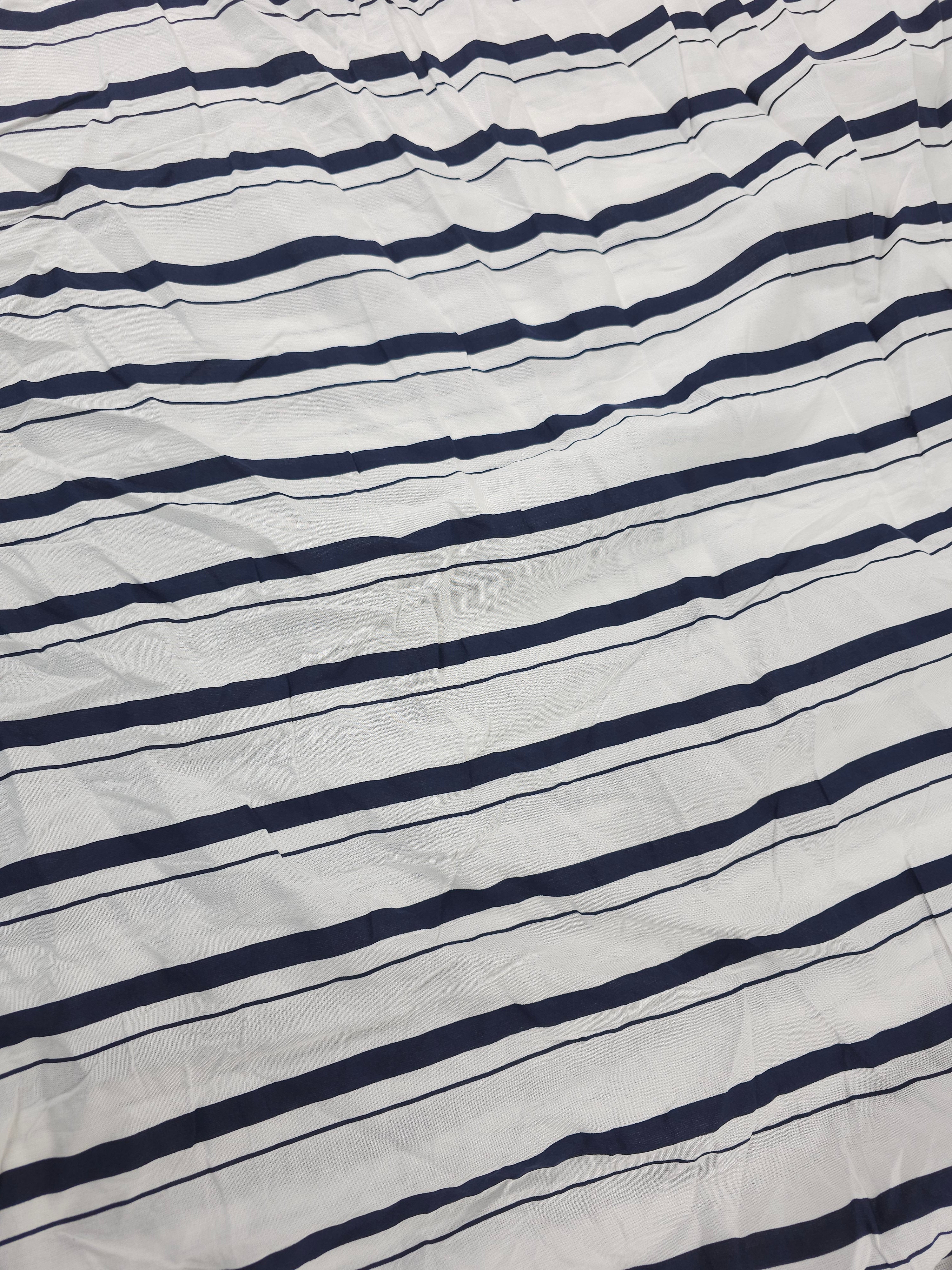 Navy variety stripe Viscose- 1.9m piece