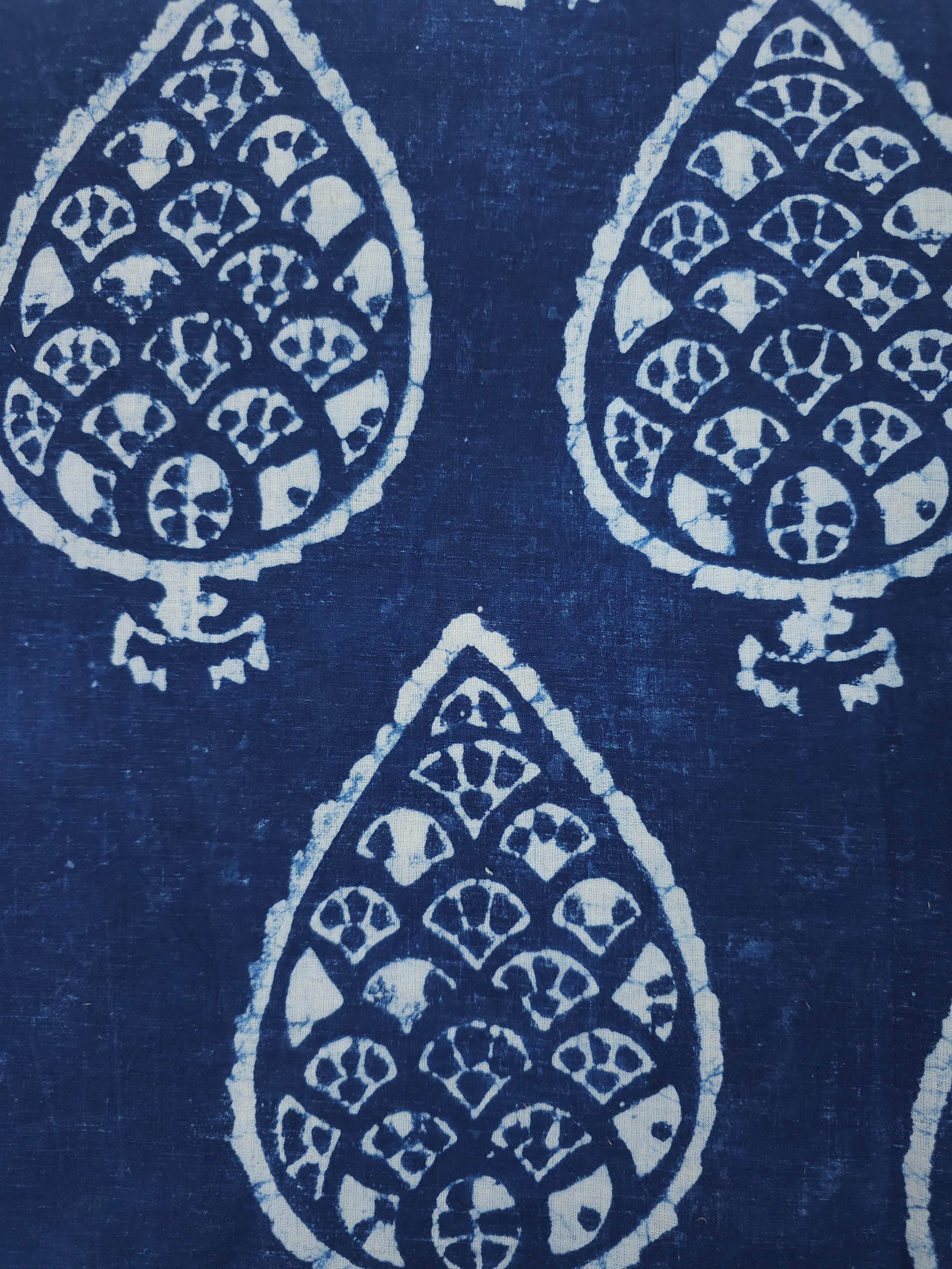 Indigo Navy Palm Leaf Block Print Cotton